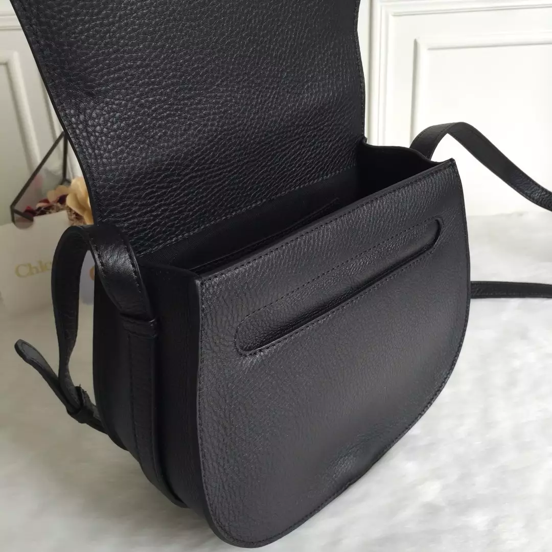 Chloé Marcie Black Medium Saddle Bag