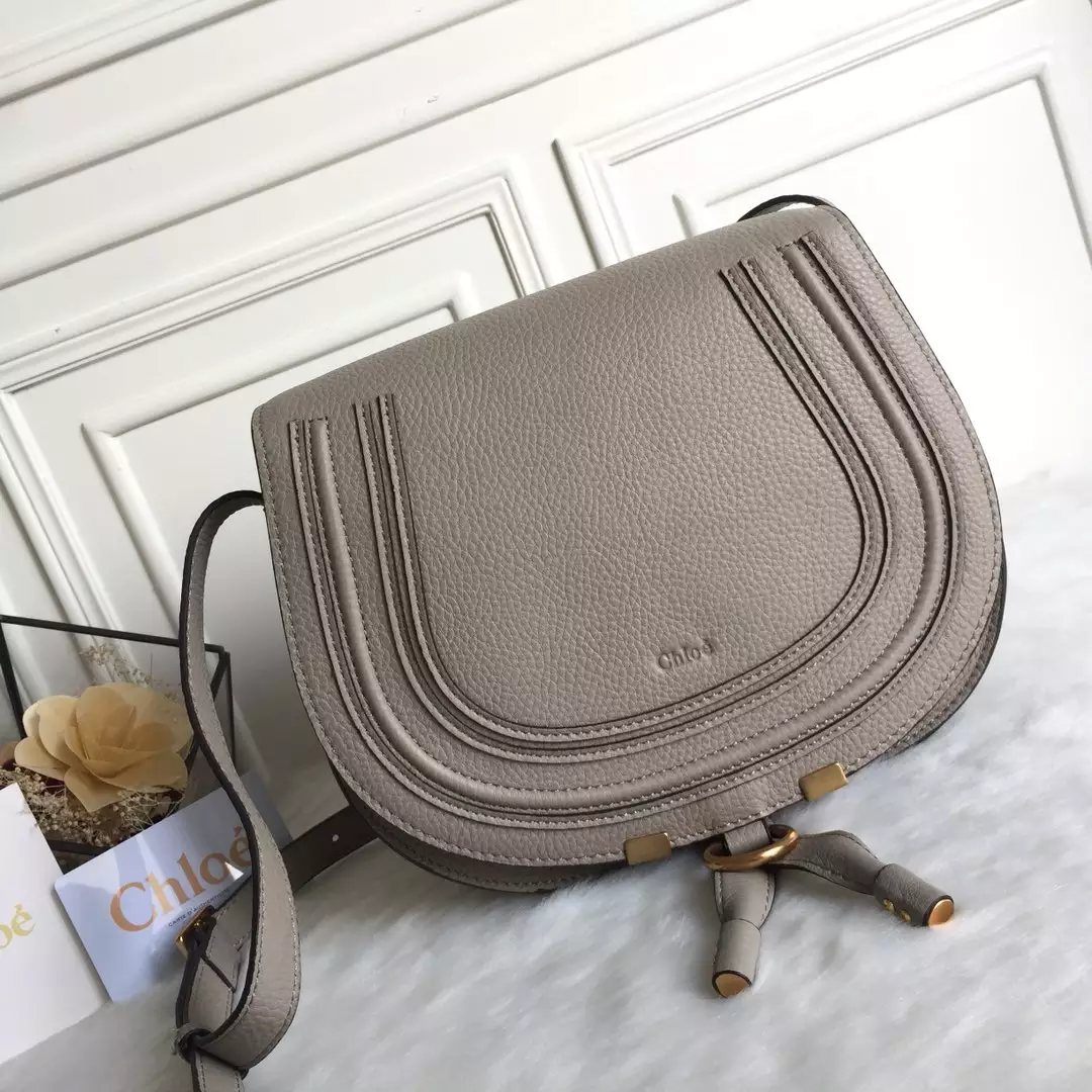 Chloé Marcie Cashmere Grey Medium Saddle Bag