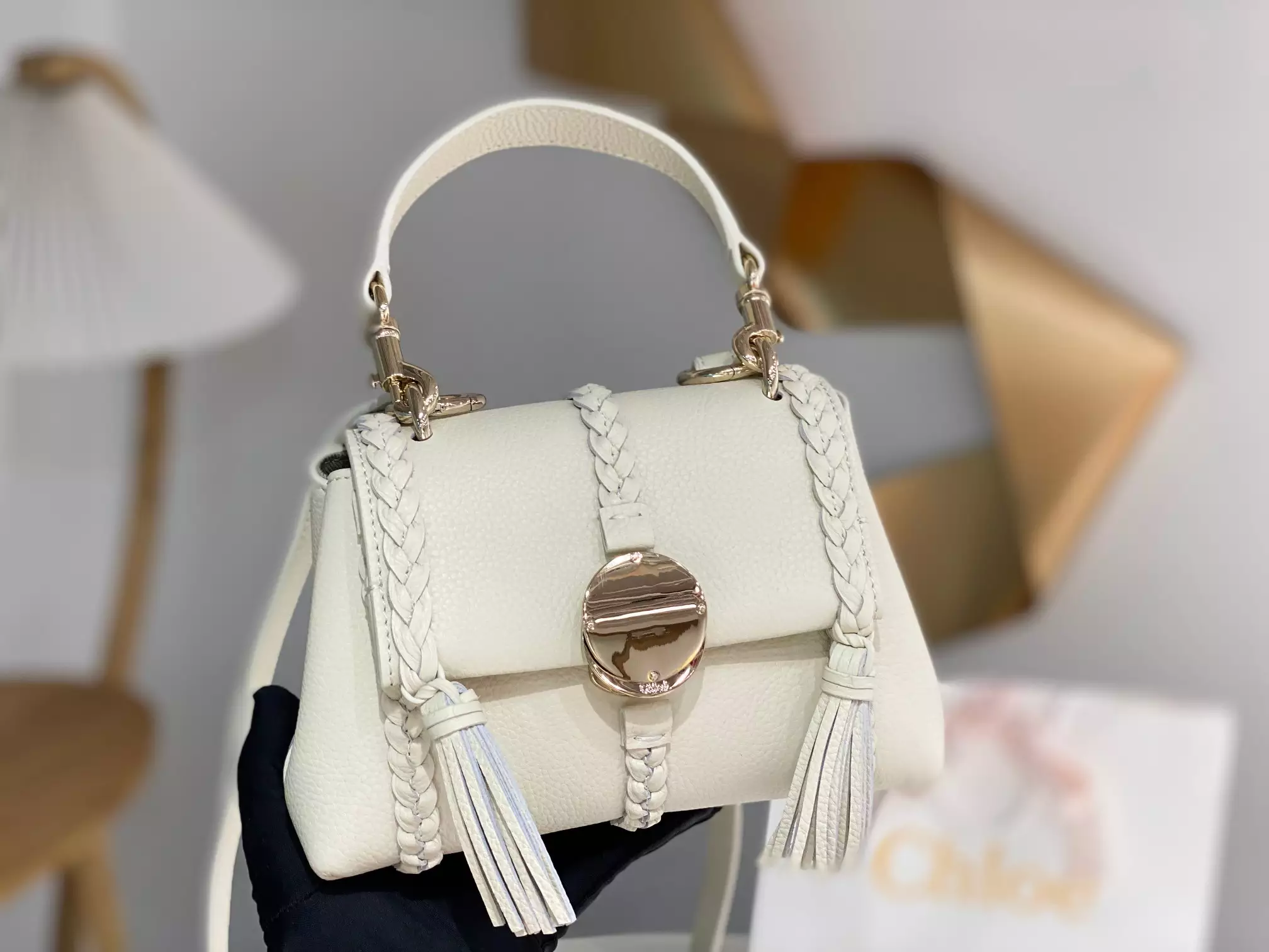 Chloé Penelope Mini Soft Misty Ivory Leather