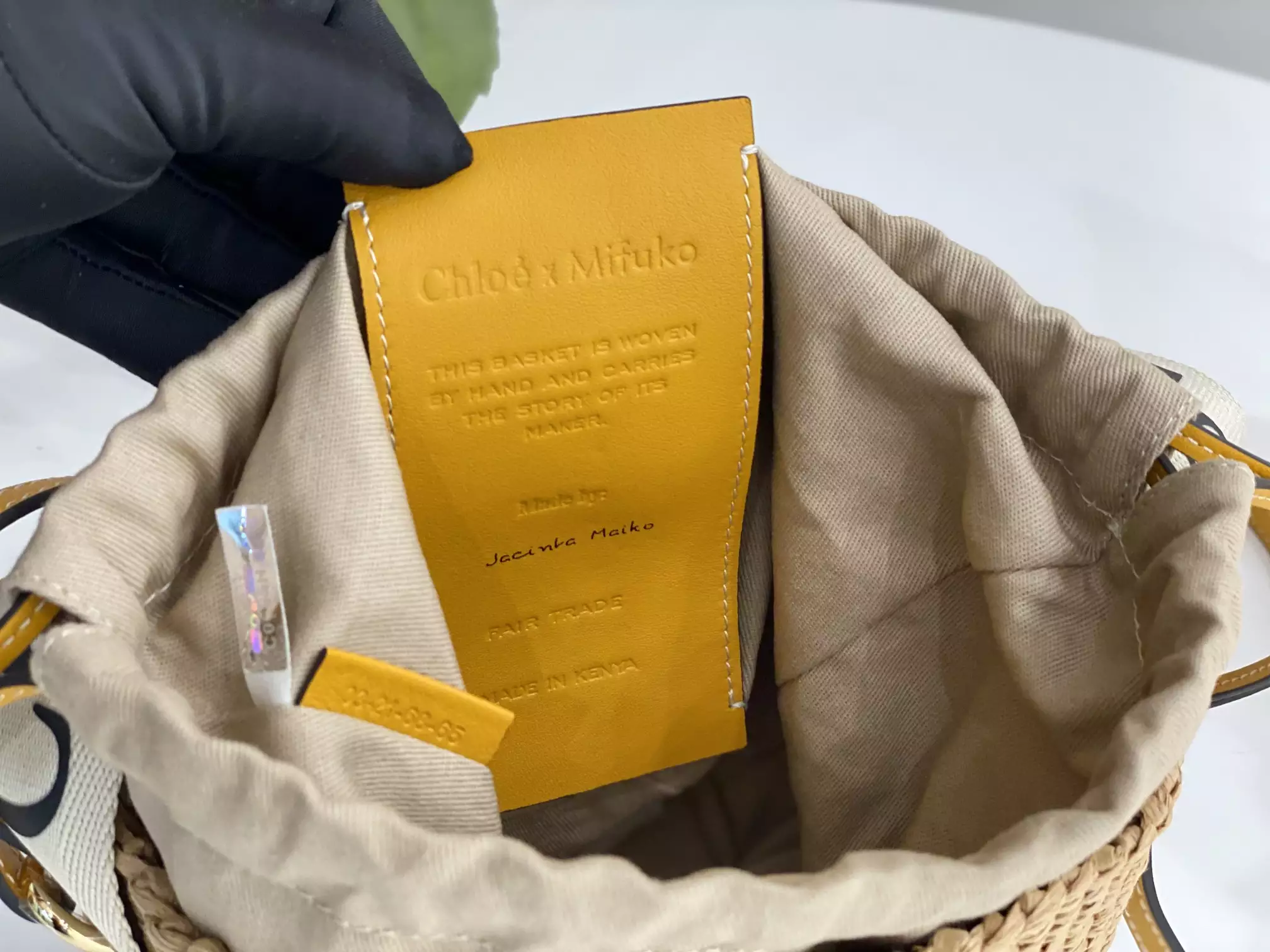 Chloe Small Woody Basket in White/Yellow