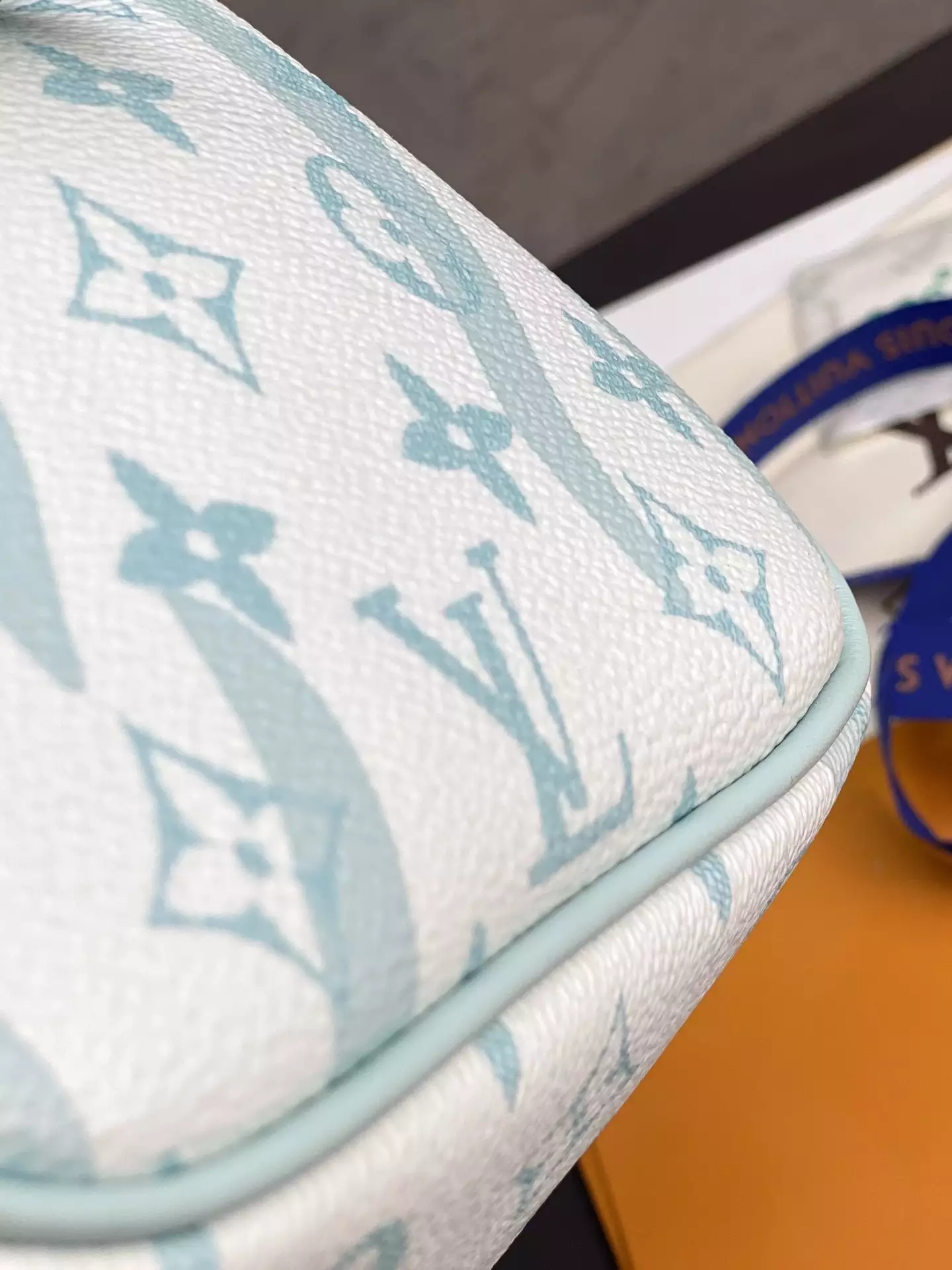 Dopp Kit Monogram Aquagarden Canvas Crystal Blue Leather