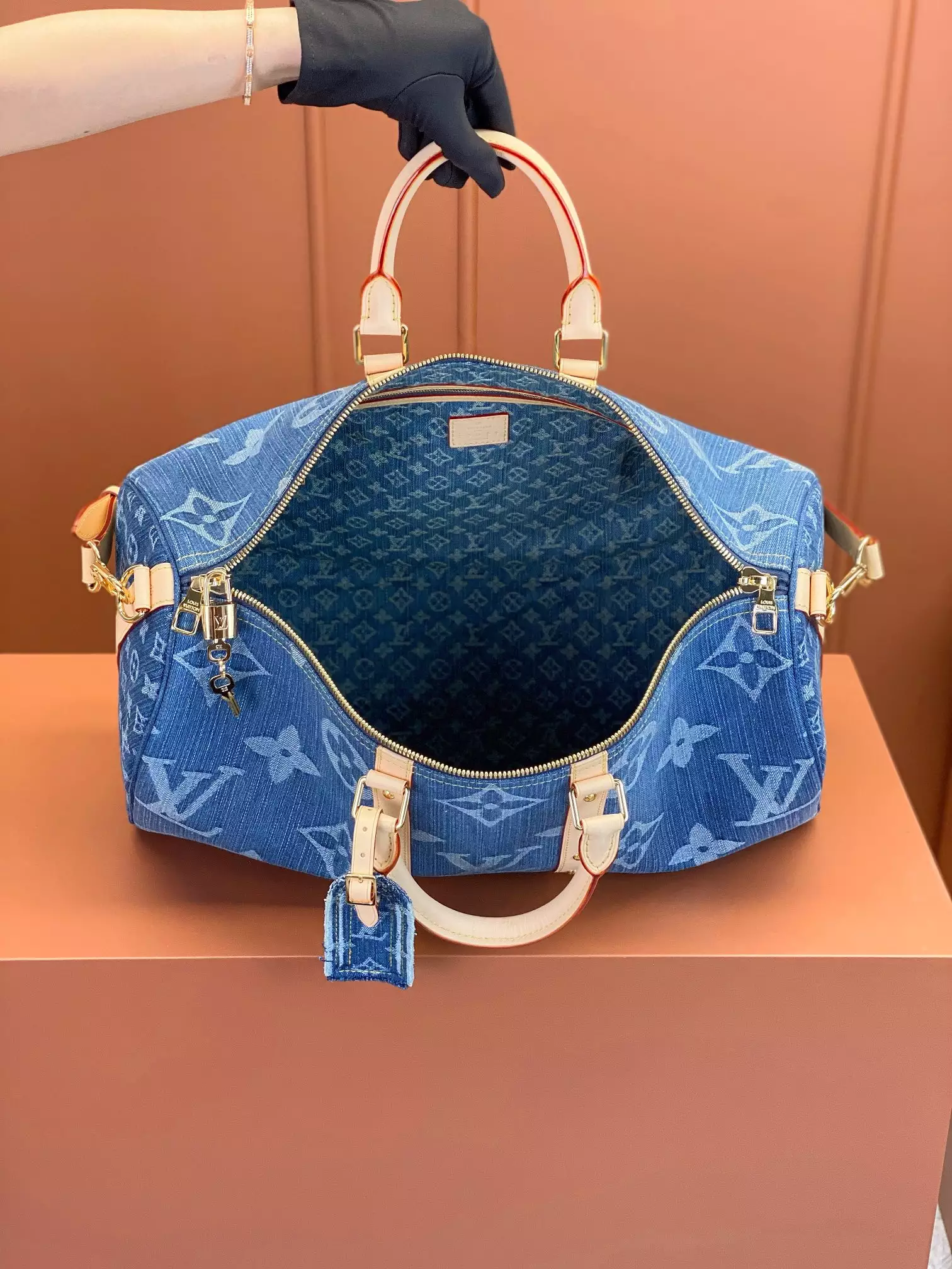Keepall Bandoulière 45 Denim Blue Monogram Canvas