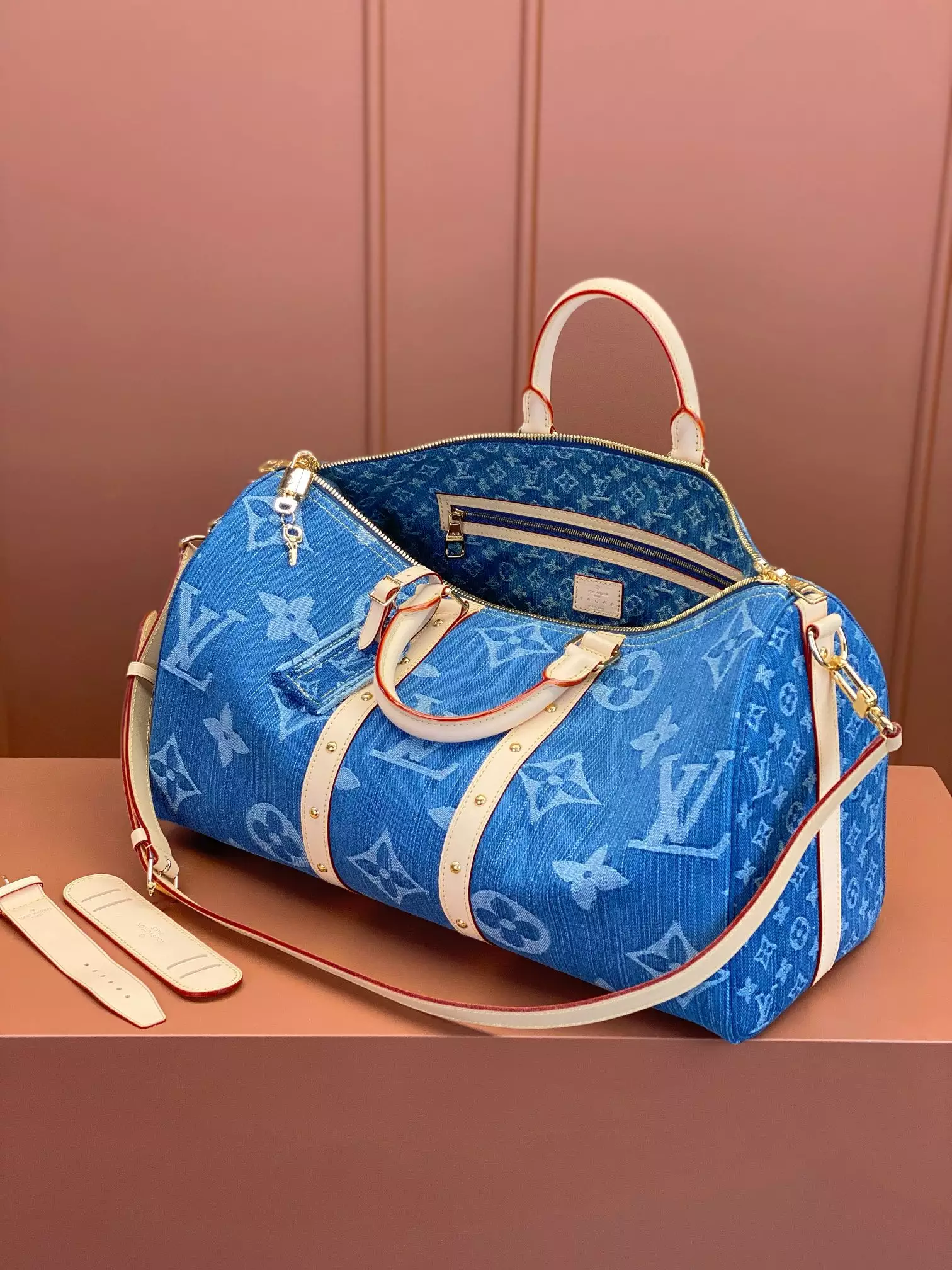 Keepall Bandoulière 45 Denim Blue Monogram Canvas