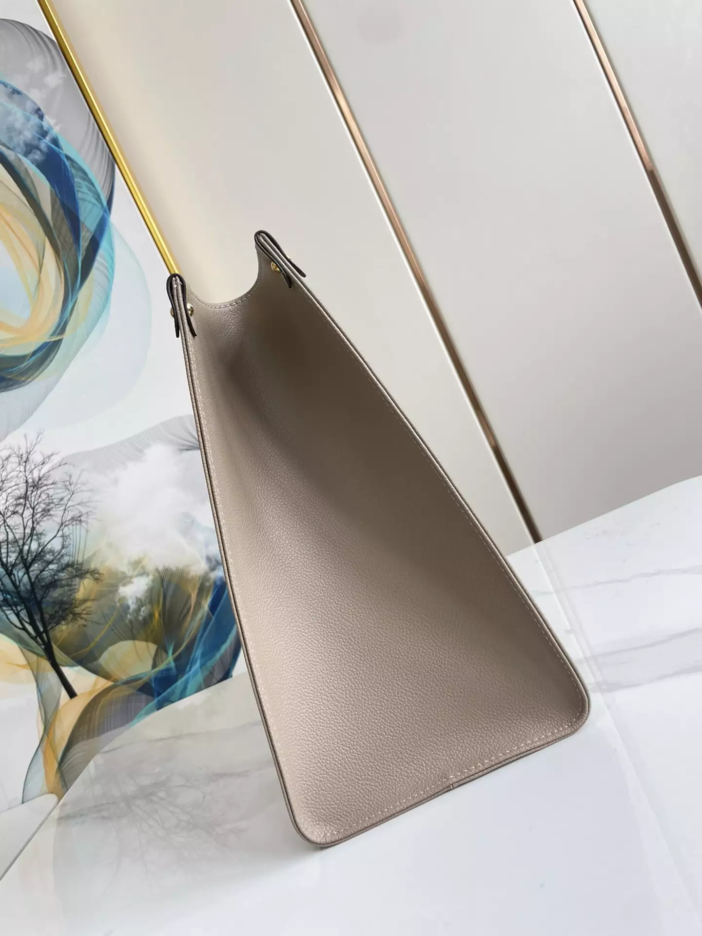 OnTheGo MM Bicolor Monogram Empreinte Dove Grey/Cream Leather