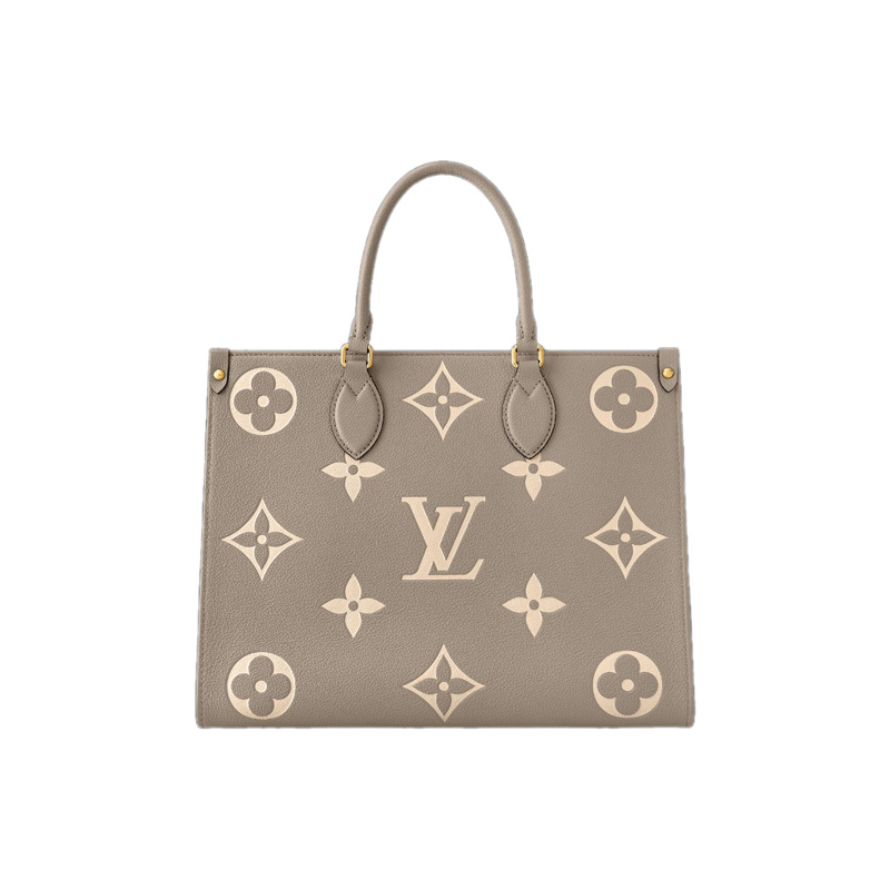 OnTheGo MM Bicolor Monogram Empreinte Dove Grey/Cream Leather