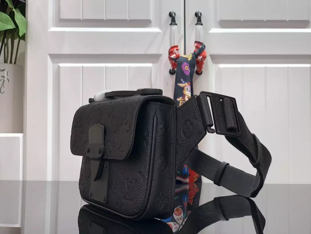 S Lock Sling Bag Monogram Black Taurillon Leather