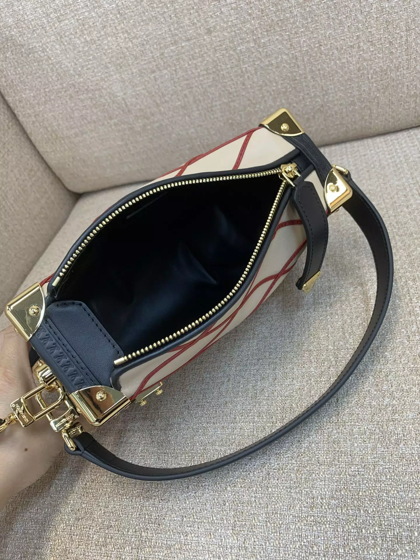 Side Trunk MM Malletage Beige/Red Leather