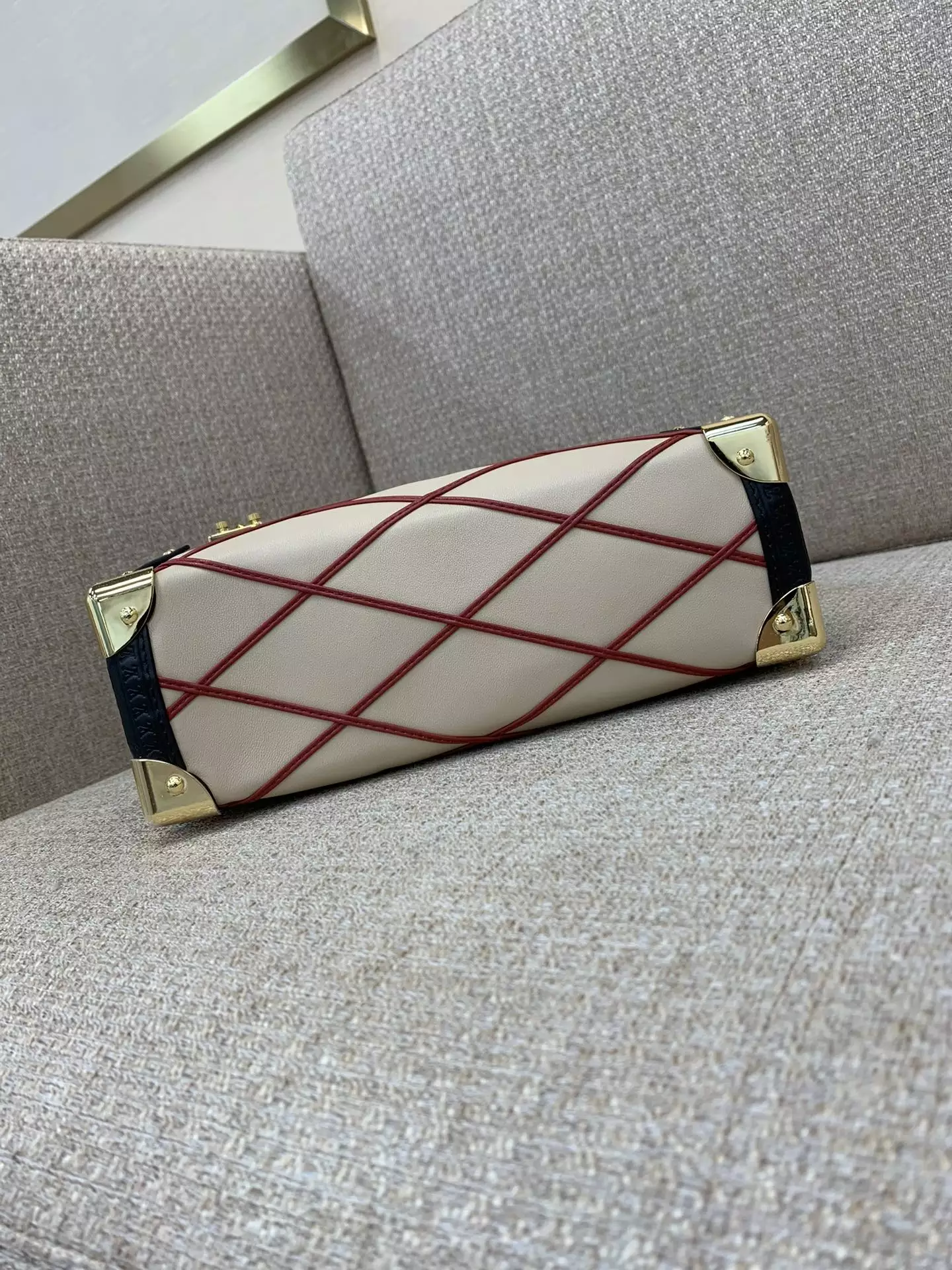 Side Trunk MM Malletage Beige/Red Leather
