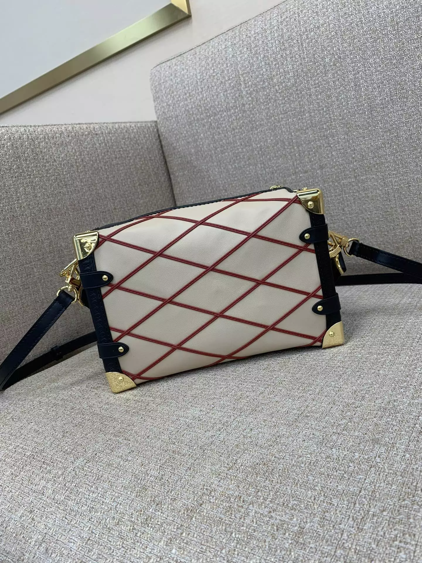 Side Trunk MM Malletage Beige/Red Leather