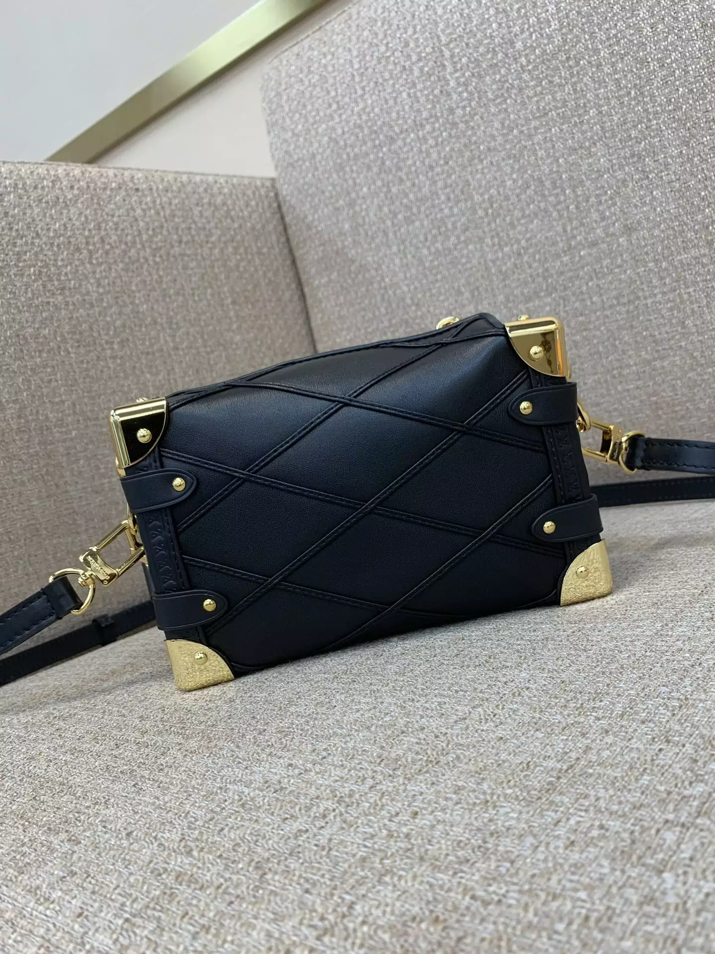 Side Trunk PM Malletage Black Leather