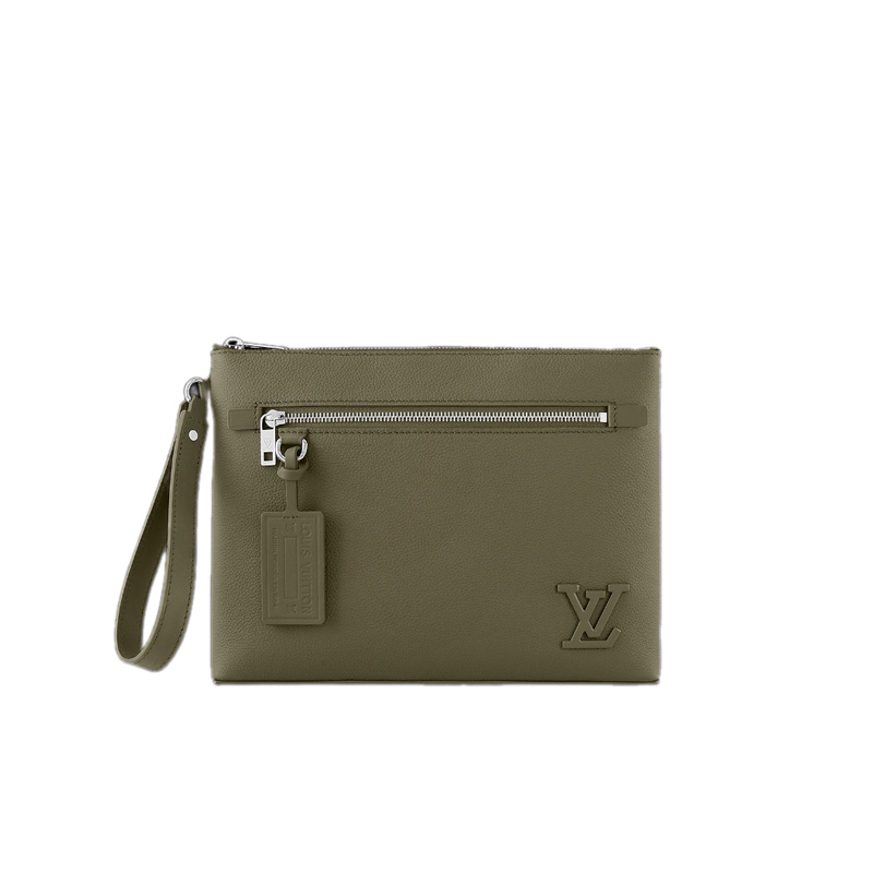 Takeoff Pouch Khaki Green Aerogram Cowhide Leather