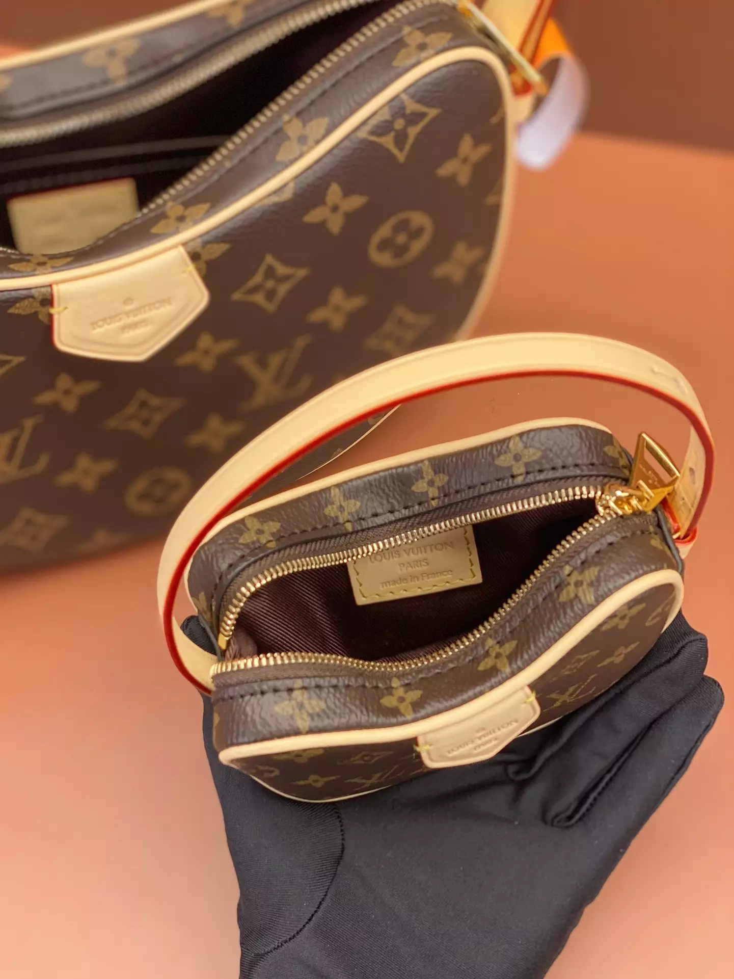 Croissant MM Monogram Canvas Natural Cowhide Leather Trim