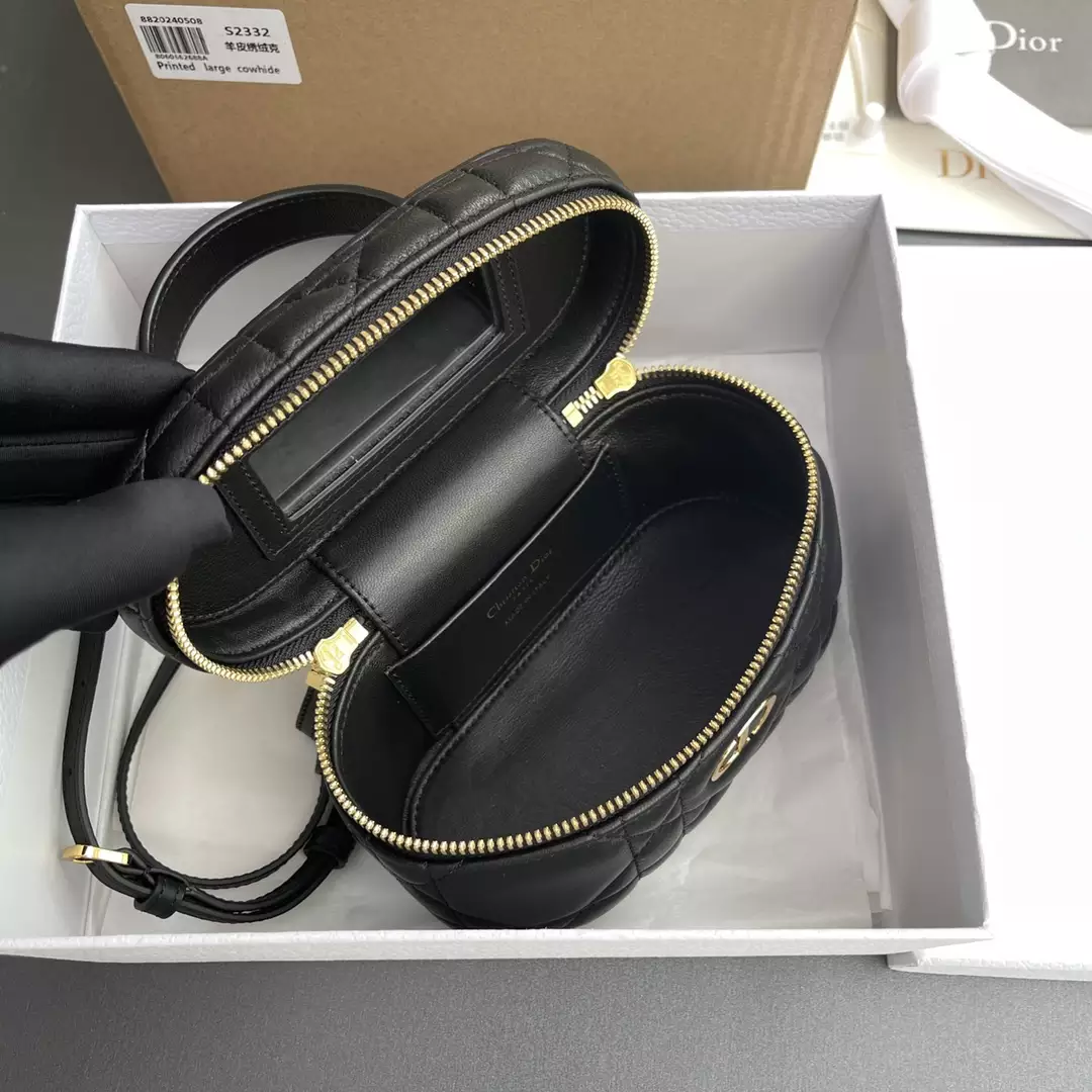 Dior Caro Mini Vanity Case Black Macrocannage Lambskin