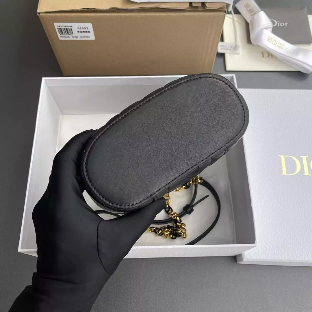 Dior Caro Mini Vanity Case Black Macrocannage Lambskin