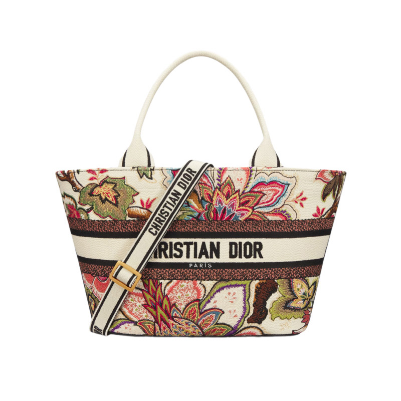 Hat Basket Bag Natural Multicolor Albero Della Vita Embroidery