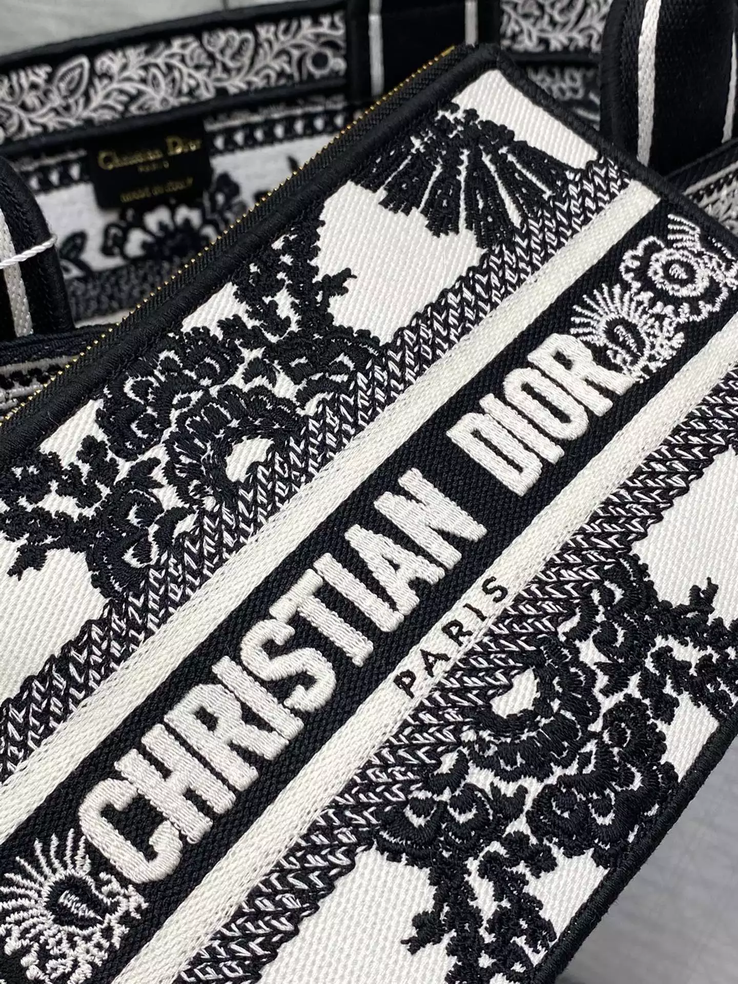 Hat Basket Bag White and Black Butterfly Bandana Embroidery