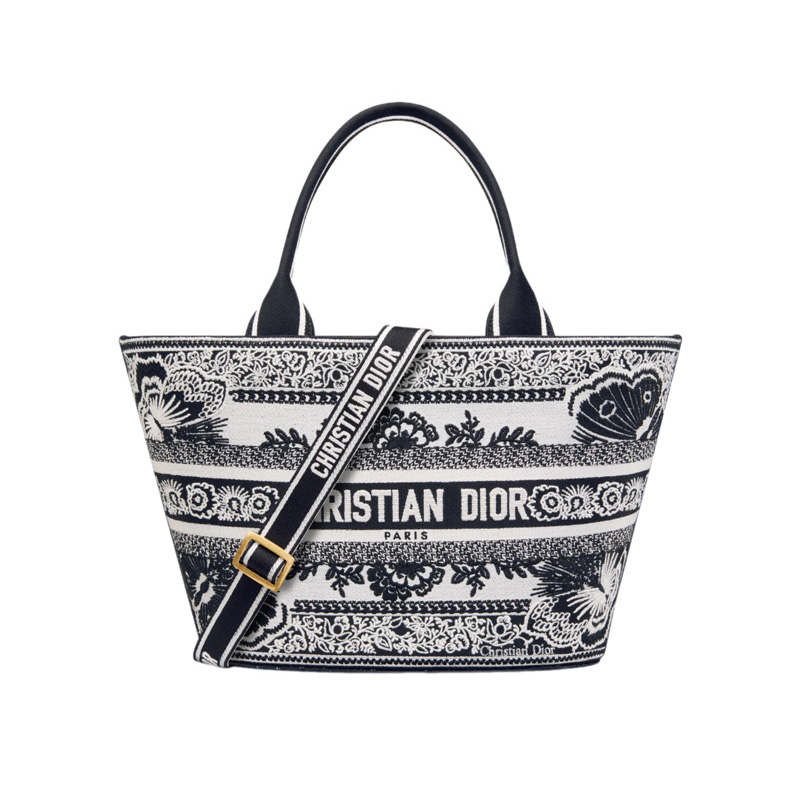 Hat Basket Bag White and Black Butterfly Bandana Embroidery