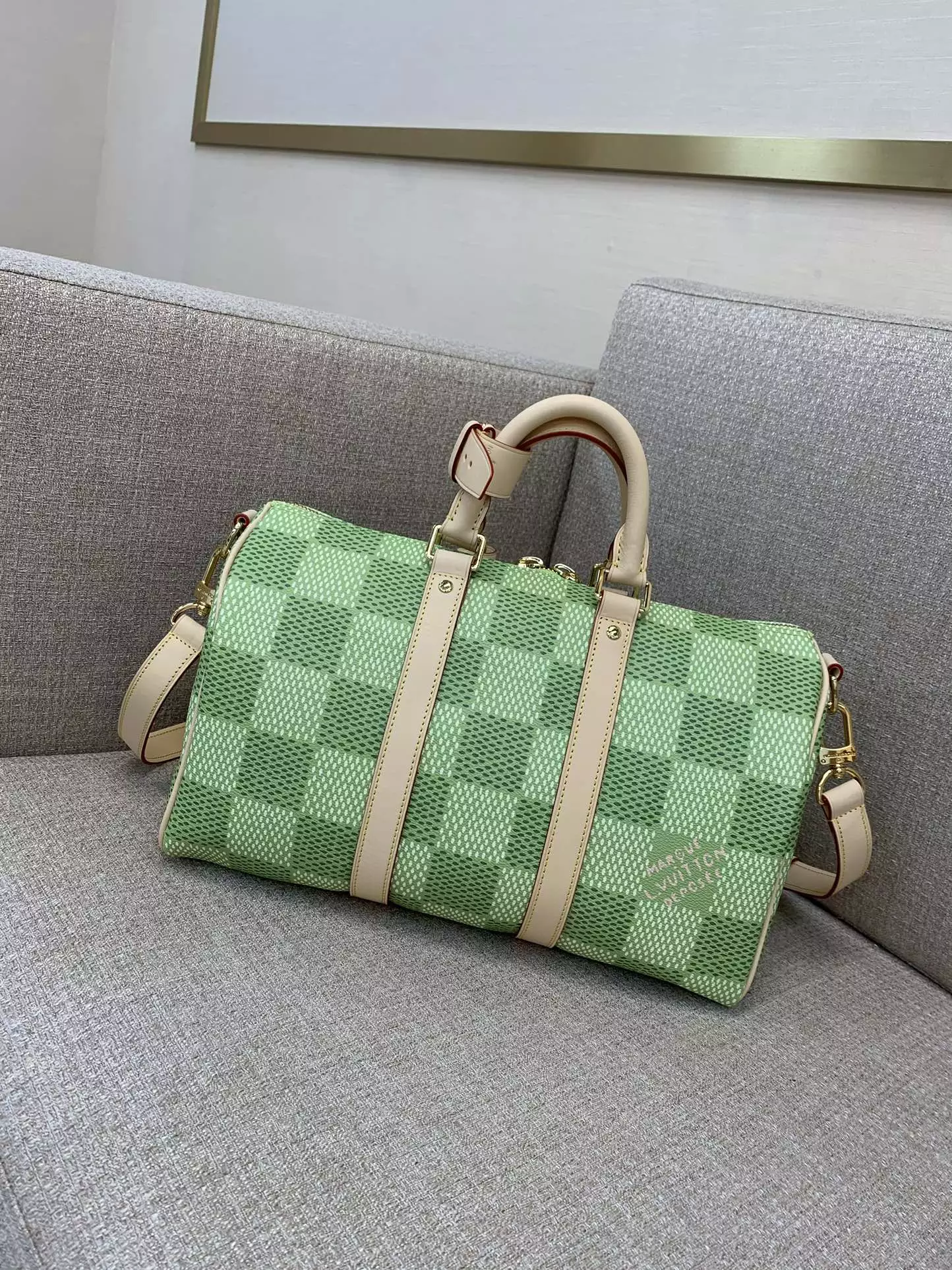 Keepall Bandoulière 35 Green Damier Golf Canvas