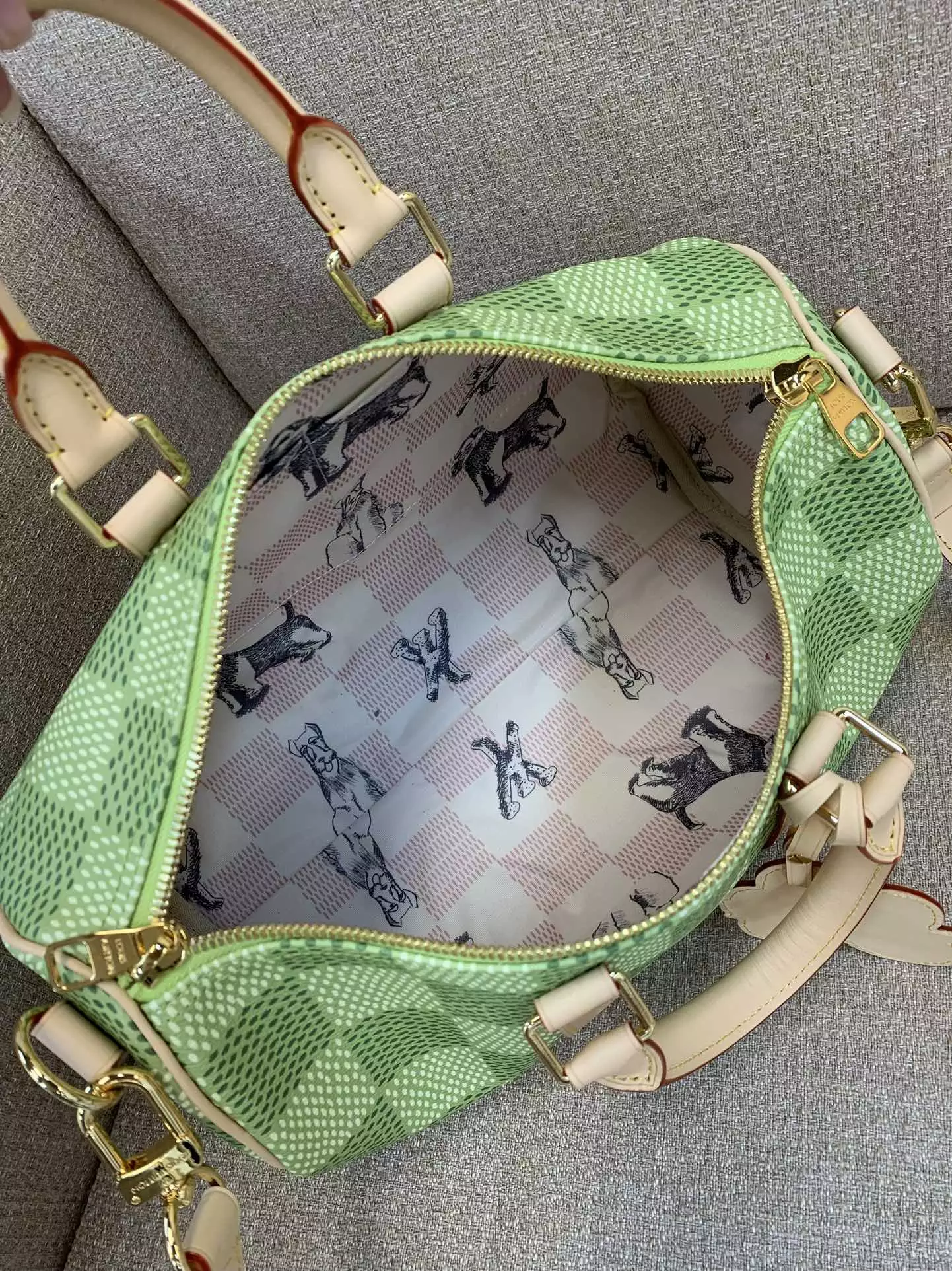 Keepall Bandoulière 35 Green Damier Golf Canvas