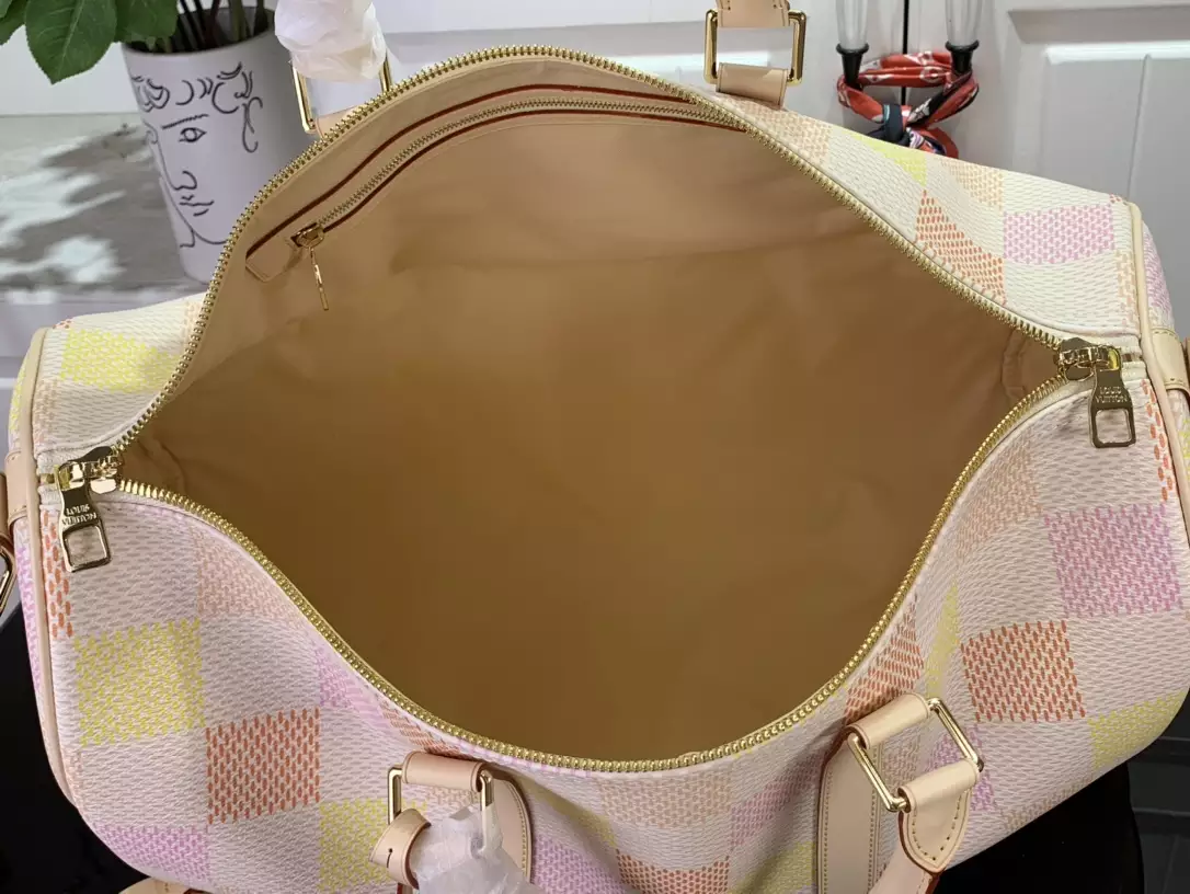 Keepall Bandoulière 45 Peach Damier Giant Canvas