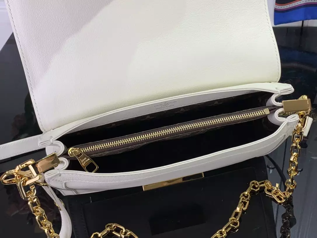 LV Dauphine Soft MM White Calfskin