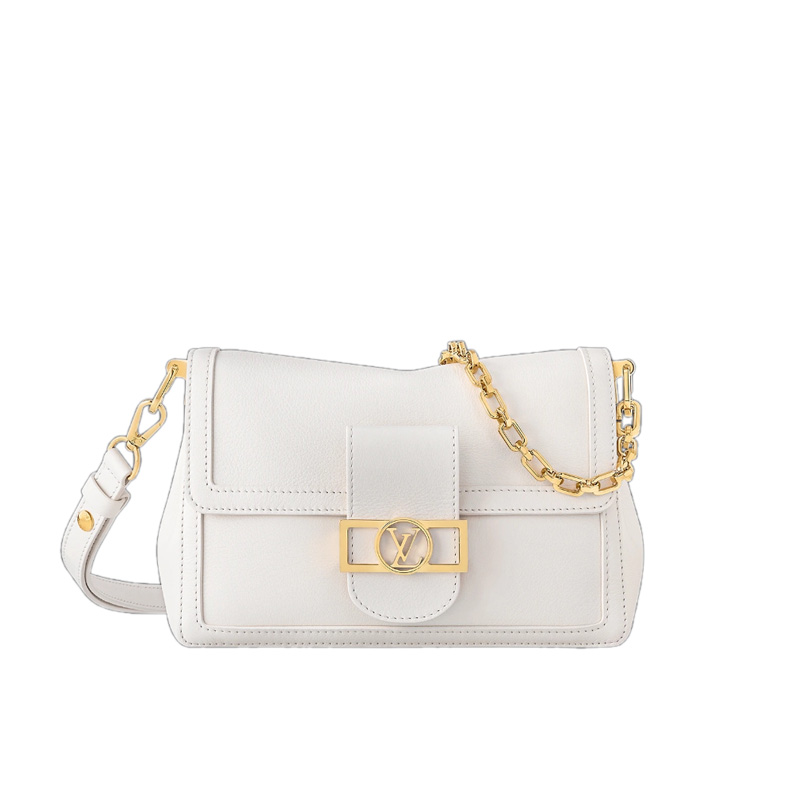 LV Dauphine Soft MM White Calfskin