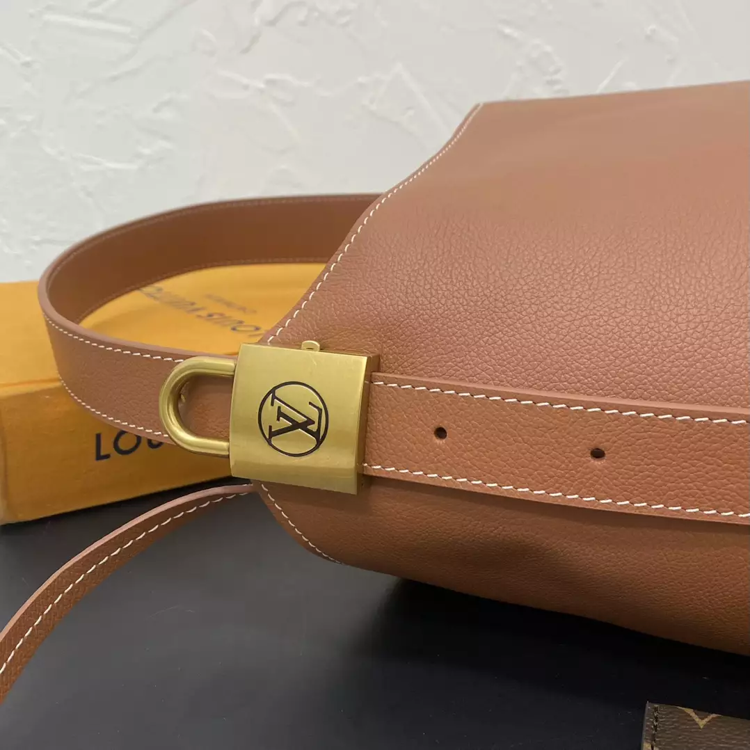 Low Key Hobo MM Cognac Brown Grained Calfskin