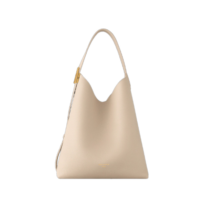 Low Key Hobo MM Limestone Gray Grained Calfskin