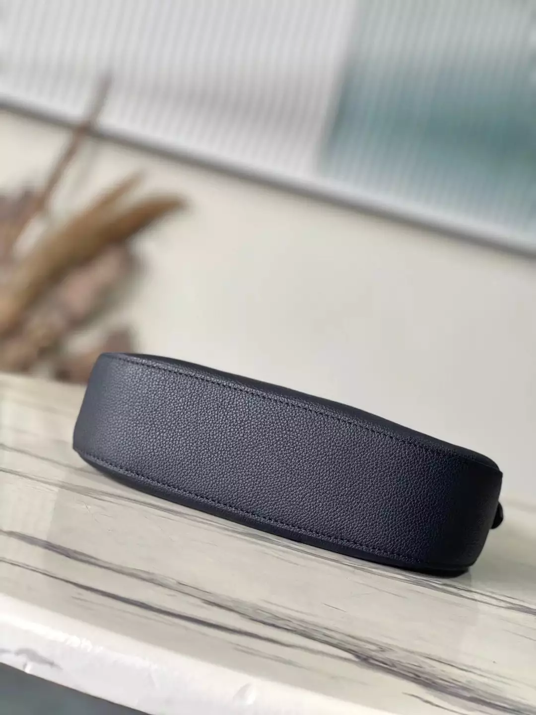 Low Key Shoulder Bag Black Grained Calfskin