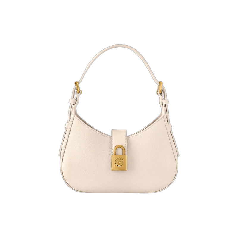 Low Key Shoulder Bag Limestone Gray Grained Calfskin