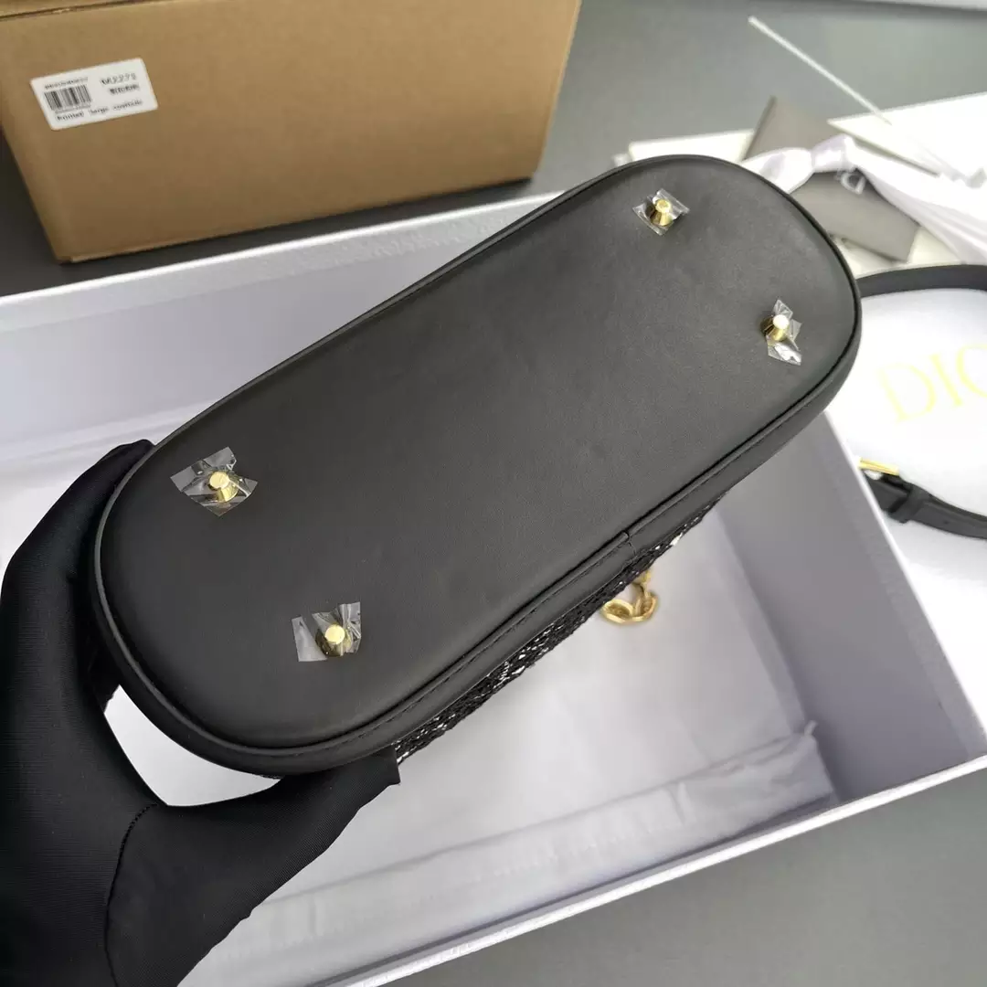 Medium C’est Dior Bag Black Cannage Tweed Embroidery