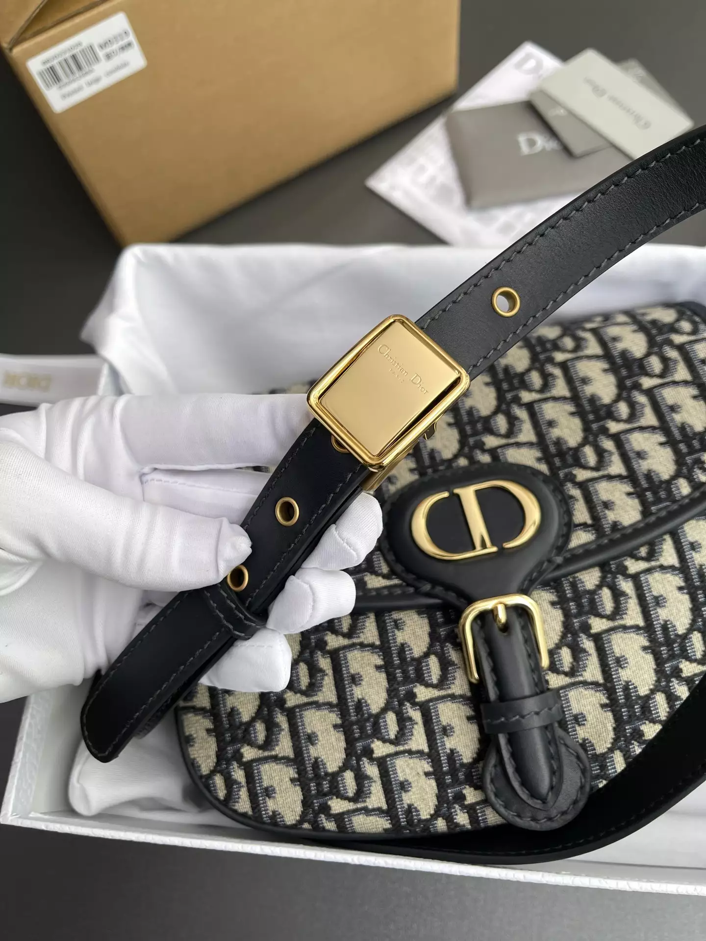 Medium Dior Bobby Bag Blue Dior Oblique Jacquard