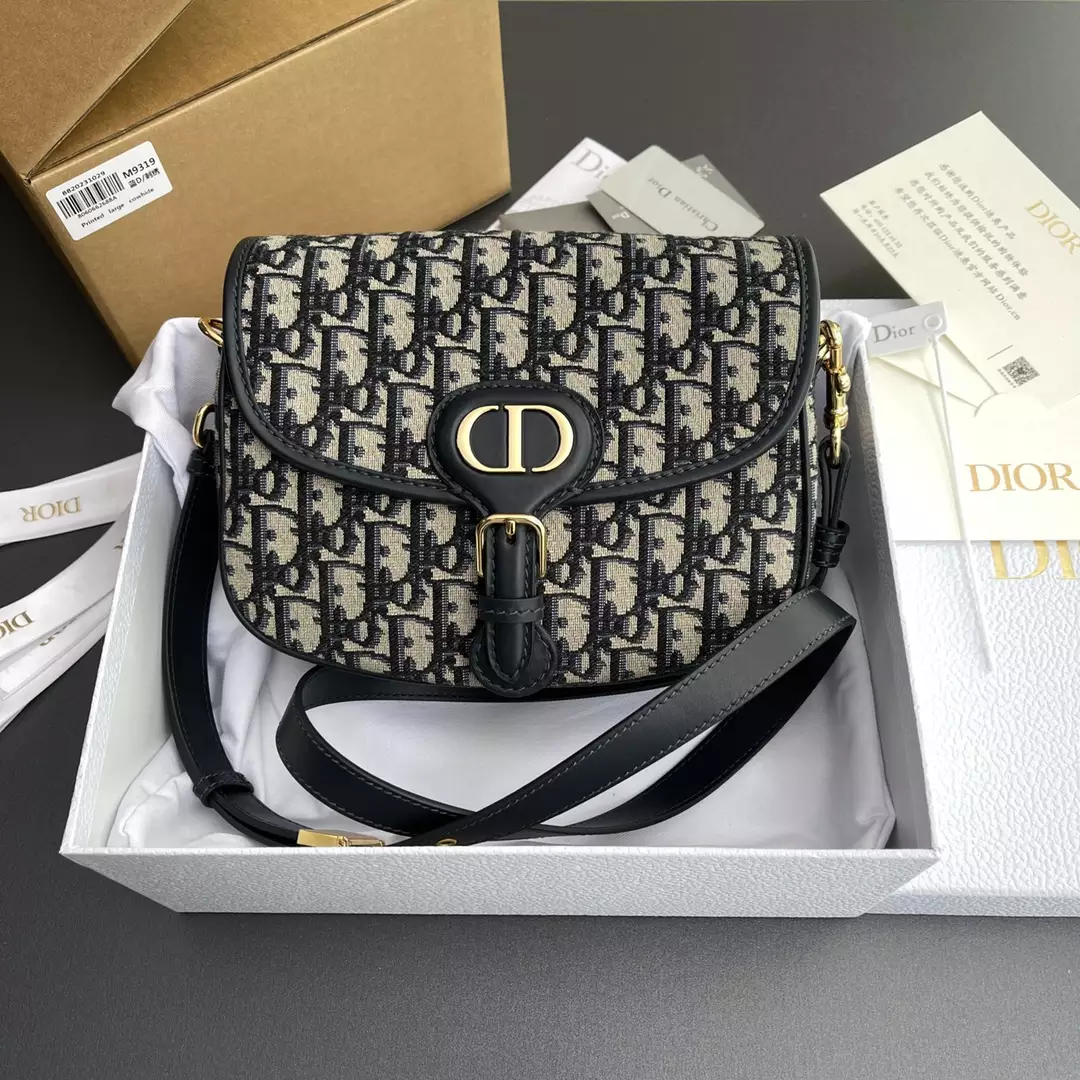 Medium Dior Bobby Bag Blue Dior Oblique Jacquard