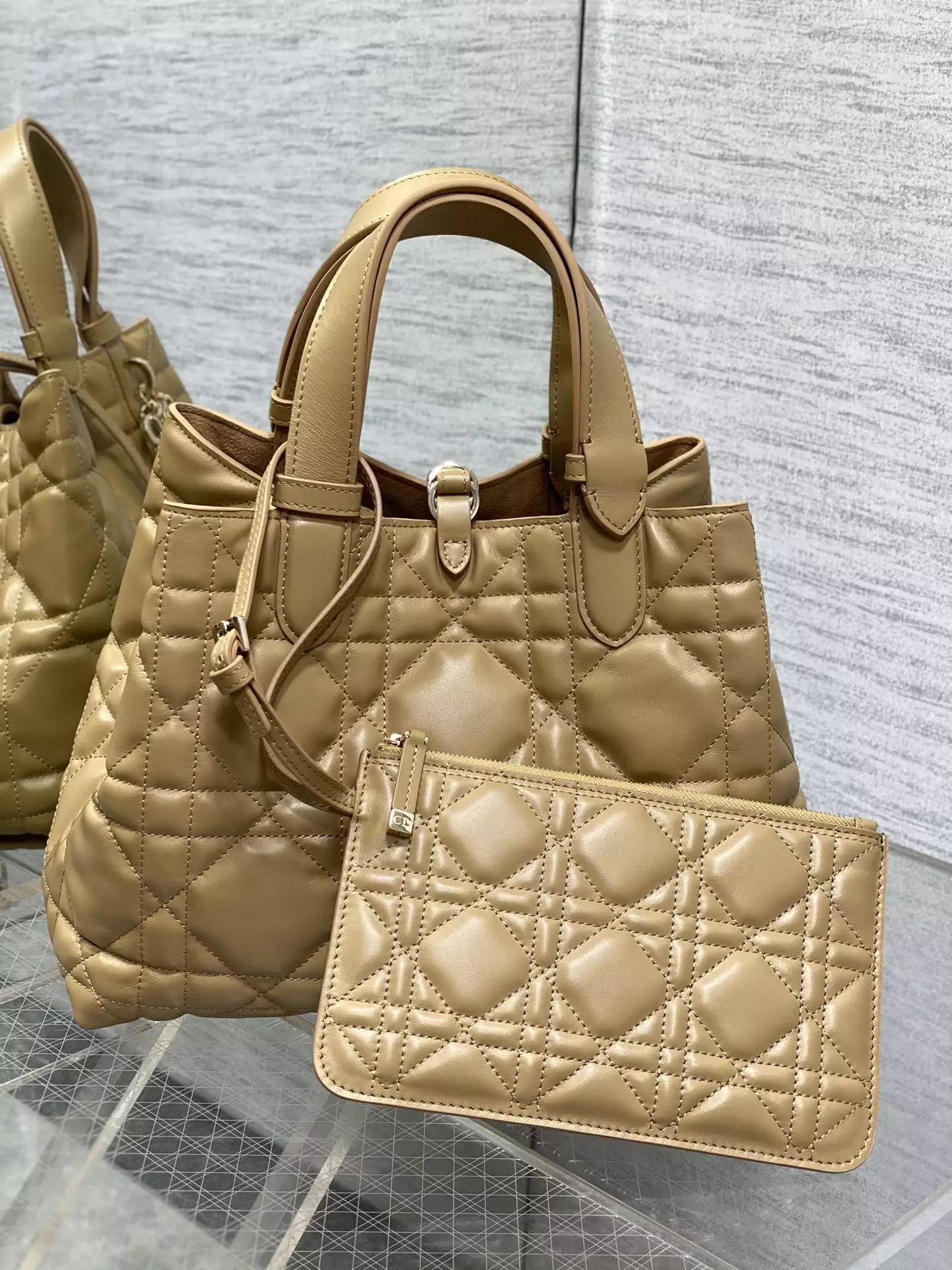 Medium Dior Toujours Bag Medium Tan Macrocannage Calfskin
