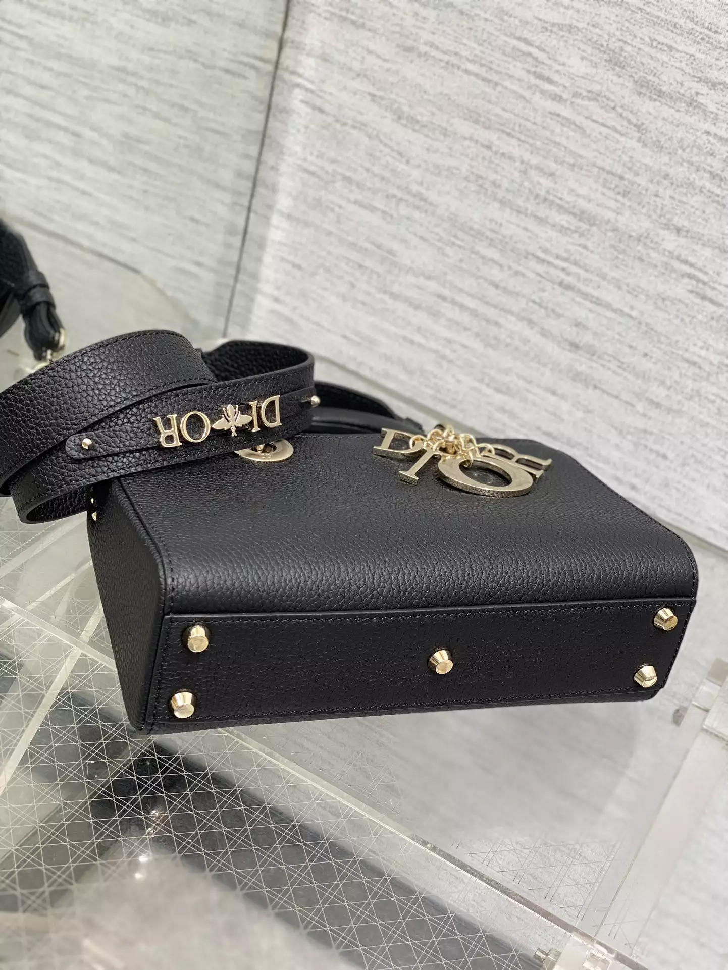 Medium Lady D-Sire My ABCDior Bag Black Bull Leather