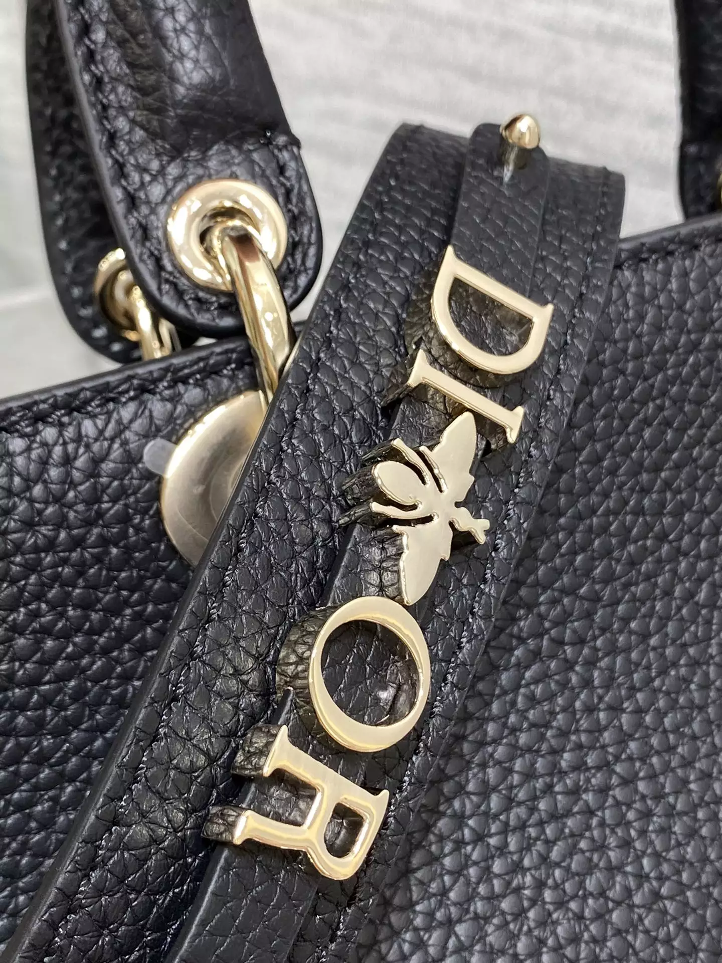 Medium Lady D-Sire My ABCDior Bag Black Bull Leather