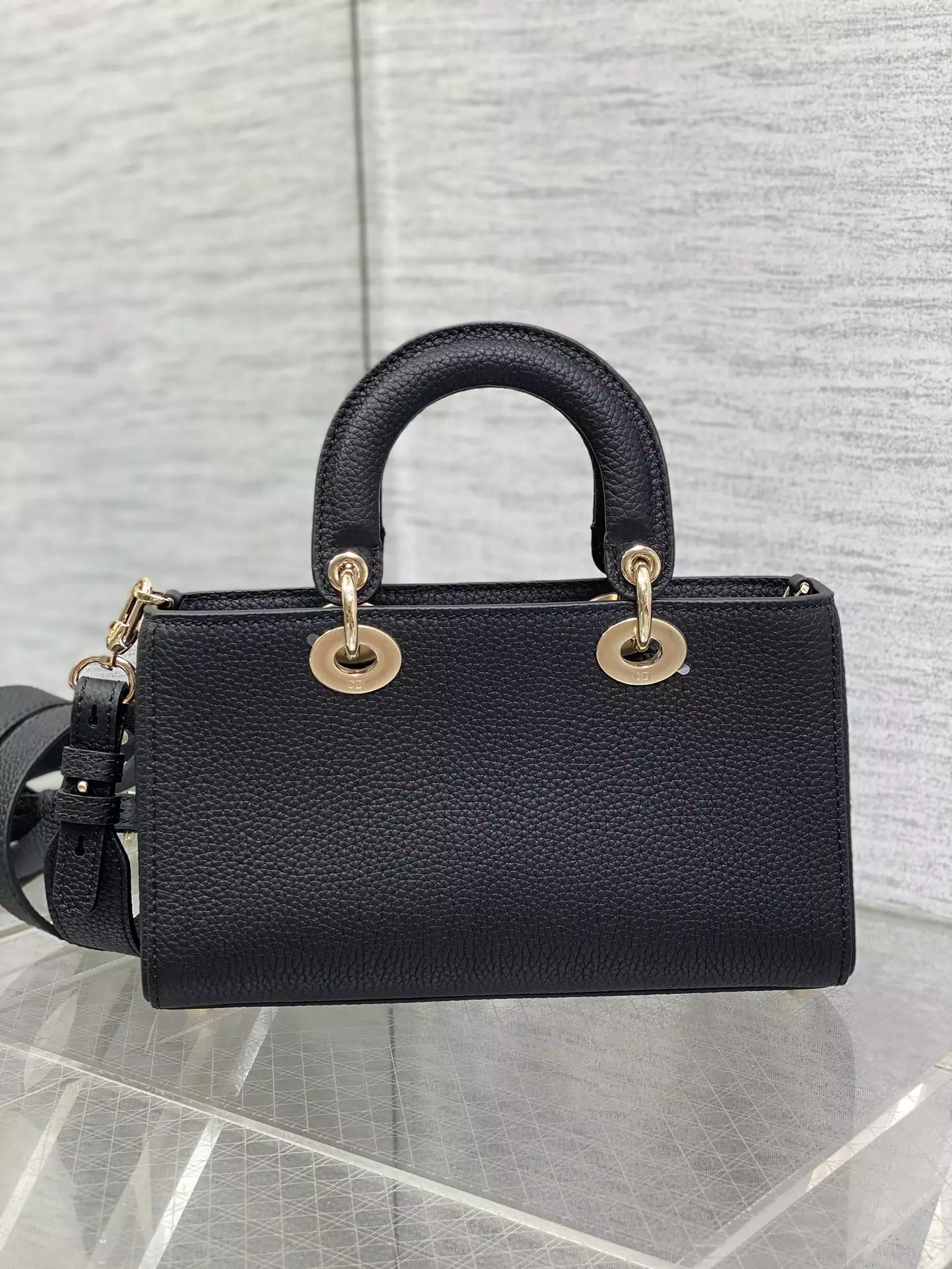 Medium Lady D-Sire My ABCDior Bag Black Bull Leather