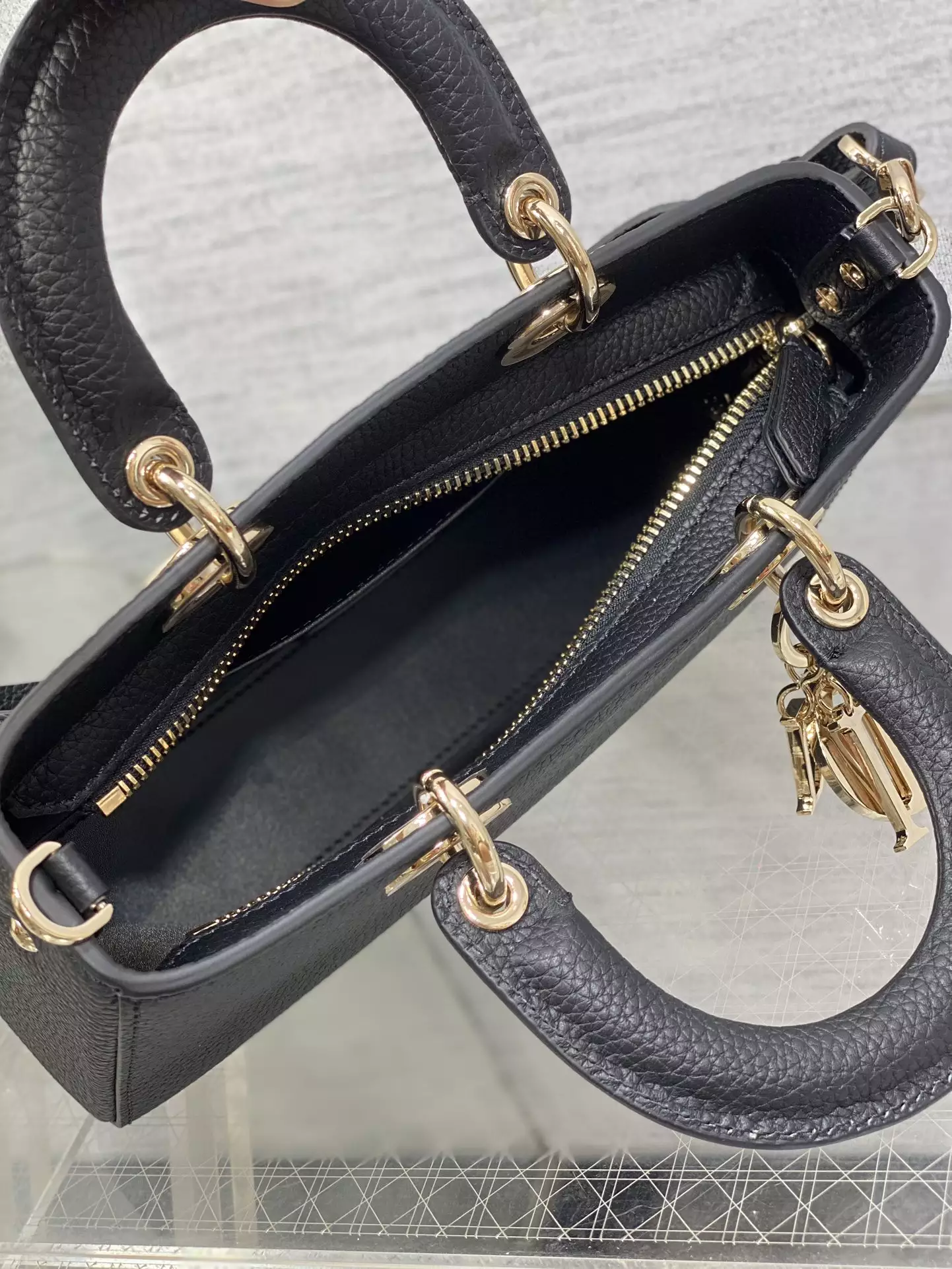 Medium Lady D-Sire My ABCDior Bag Black Bull Leather