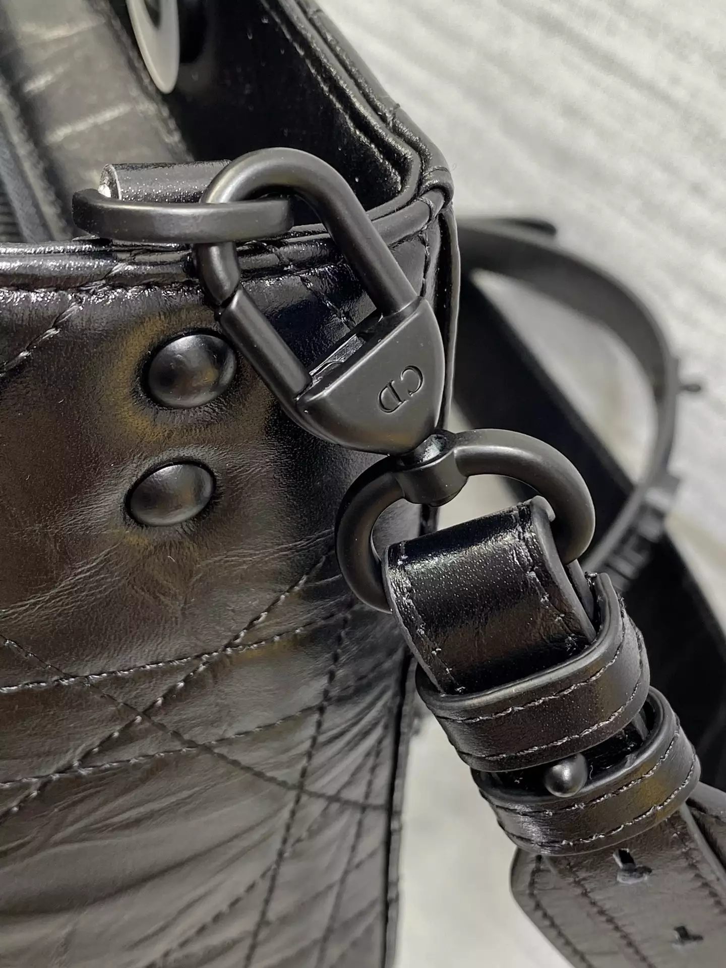 Medium Lady D-Sire My ABCDior Bag Black Macrocannage Crinkled Calfskin