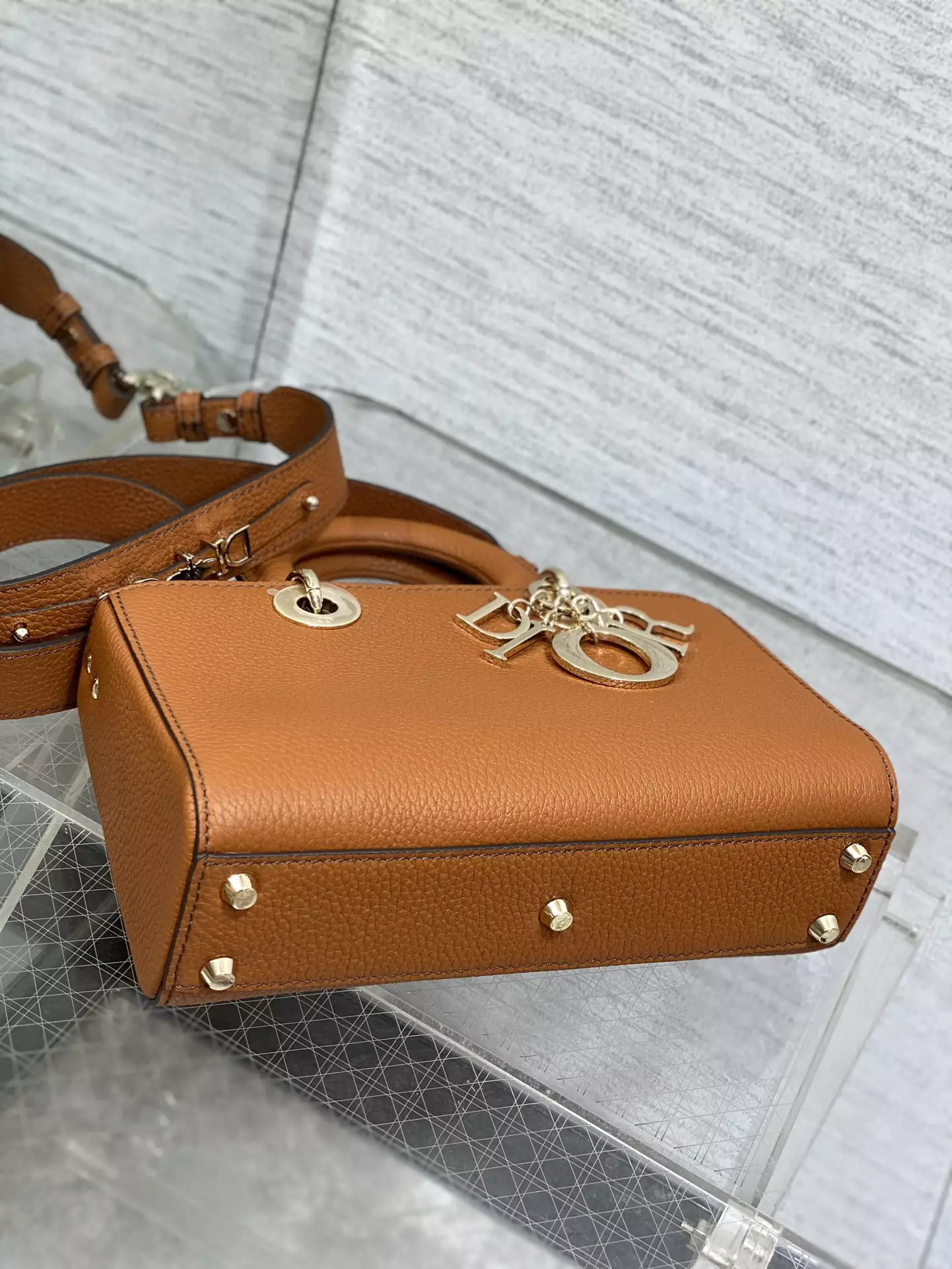 Medium Lady D-Sire My ABCDior Bag Dark Brandy Bull Leather