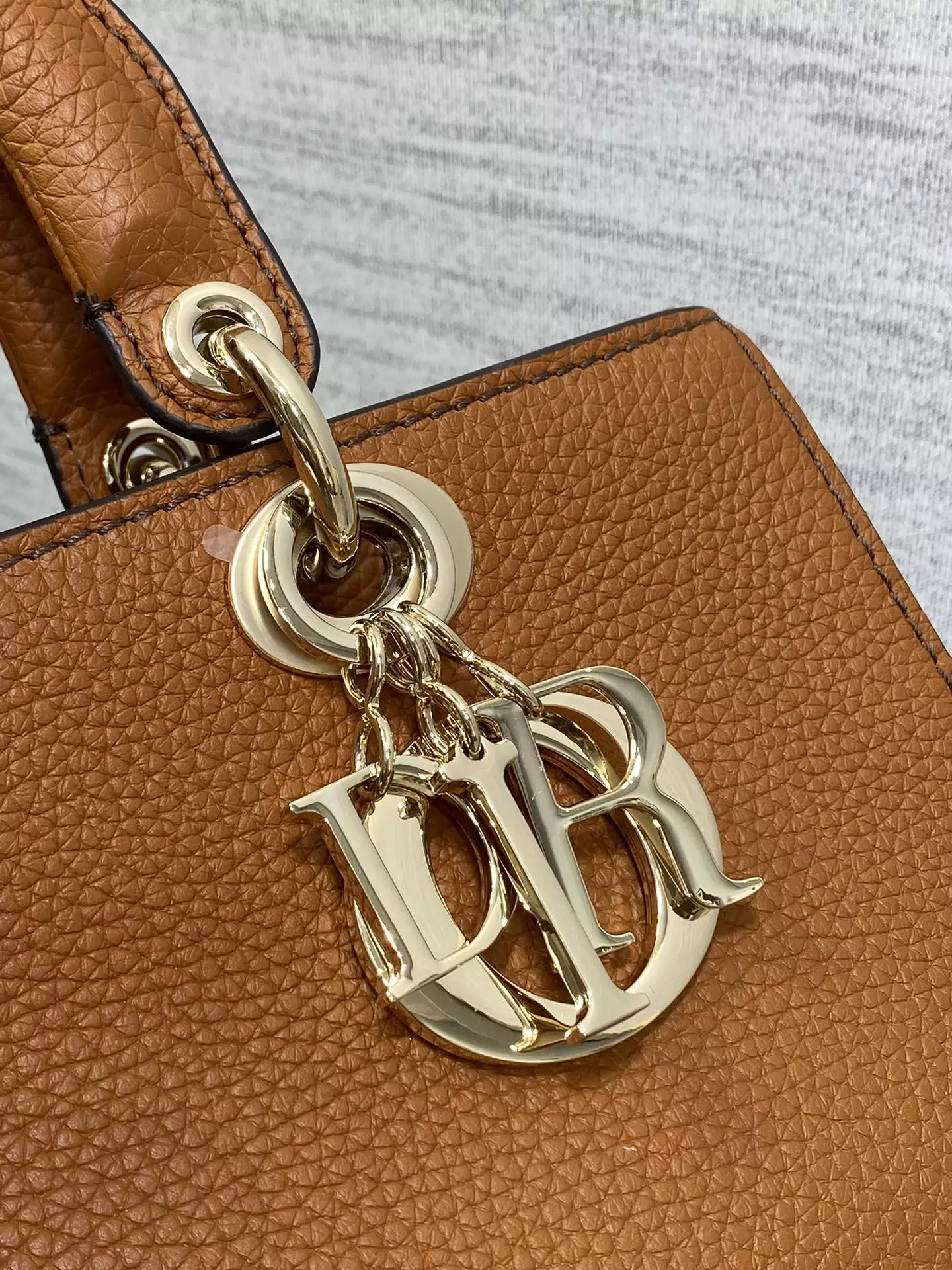 Medium Lady D-Sire My ABCDior Bag Dark Brandy Bull Leather