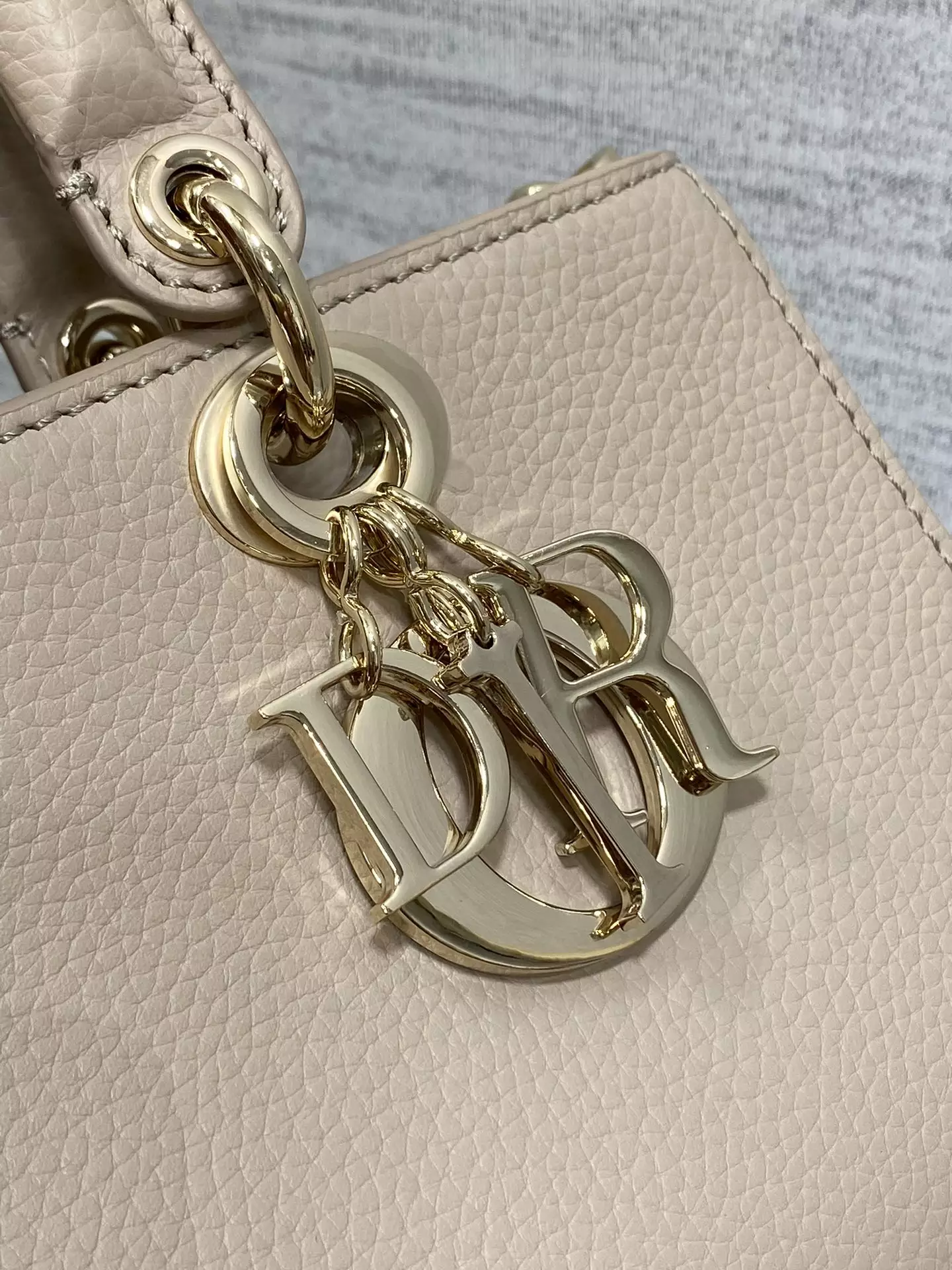 Medium Lady D-Sire My ABCDior Bag Powder Beige Bull Leather