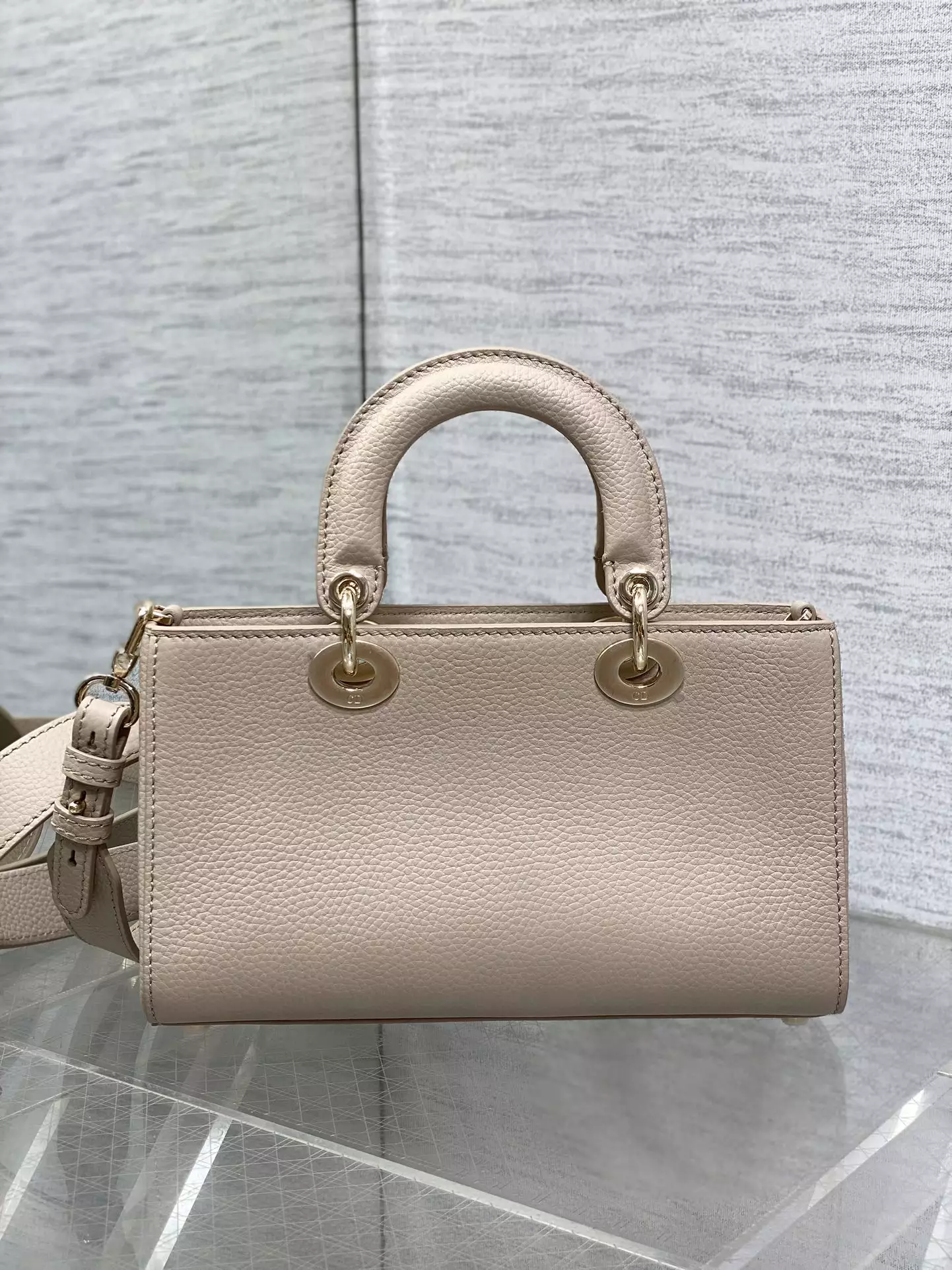 Medium Lady D-Sire My ABCDior Bag Powder Beige Bull Leather