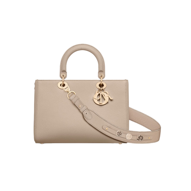 Medium Lady D-Sire My ABCDior Bag Powder Beige Bull Leather