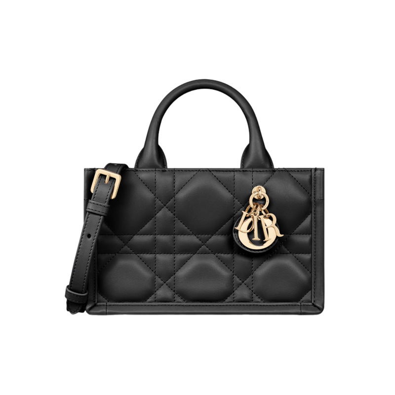 Mini Dior Book Tote Black Macrocannage Calfskin