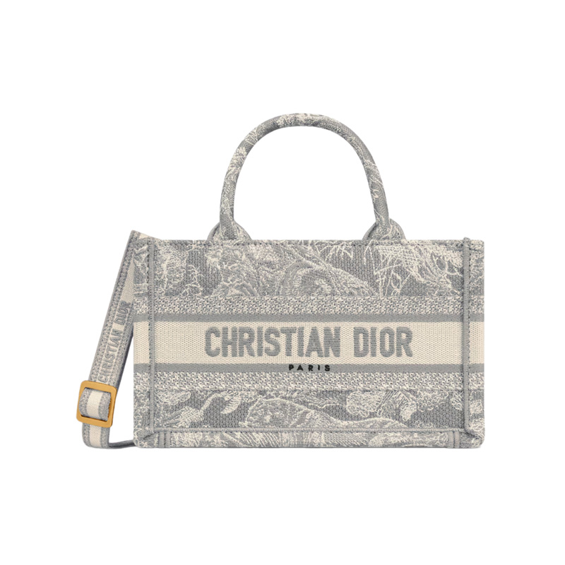 Mini Dior Book Tote Gray Toile de Jouy Reverse Embroidery