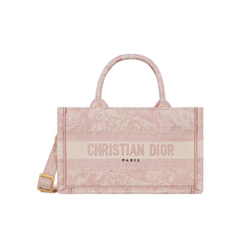 Mini Dior Book Tote Pink Toile de Jouy Reverse Embroidery