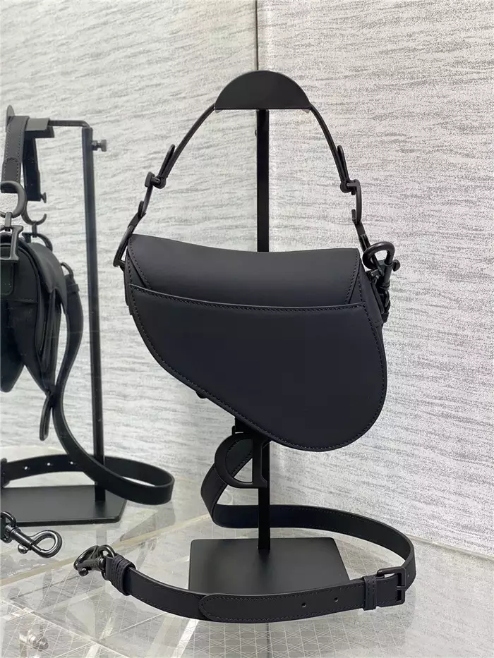 Mini Saddle Bag with Strap Black Ultramatte Calfskin