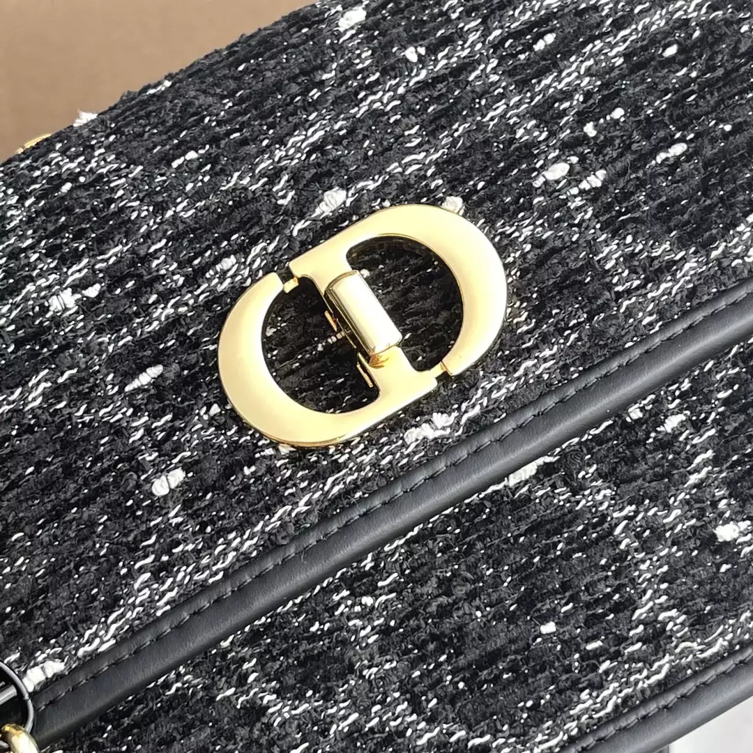 Miss Caro Mini Bag Black Cannage Tweed Embroidery