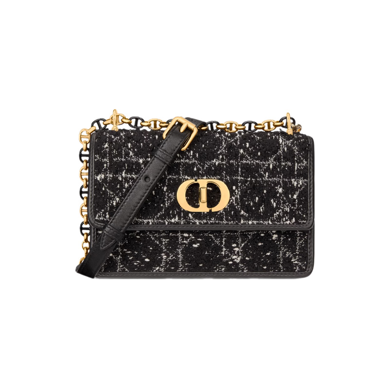 Miss Caro Mini Bag Black Cannage Tweed Embroidery